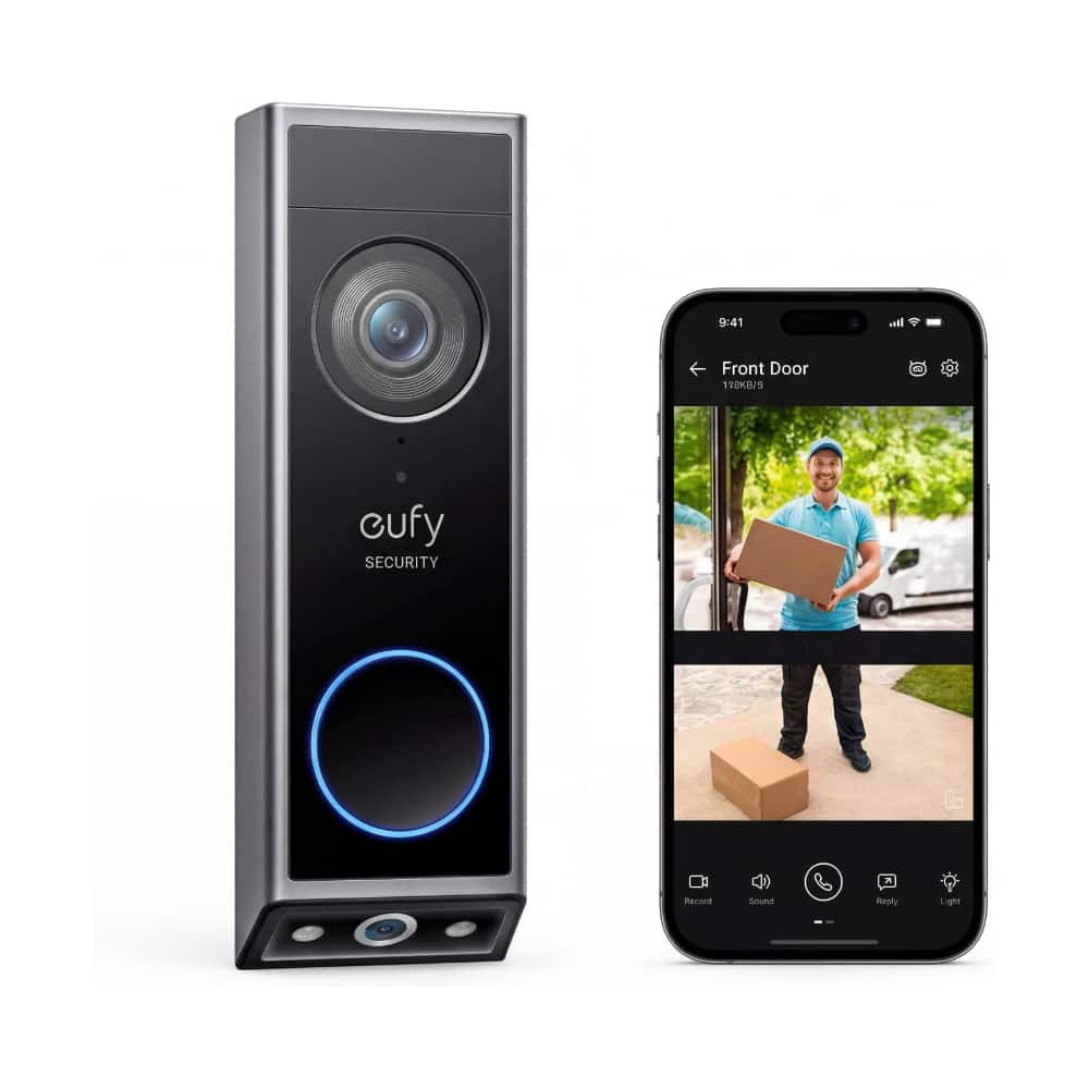 eufy - eufyCam S4 Solar Camera Video Doorbell E340,4K Wireless Outdoor Camera Triple Lens Bullet-PTZ Cam 360° View 8X Auto Zoom - White