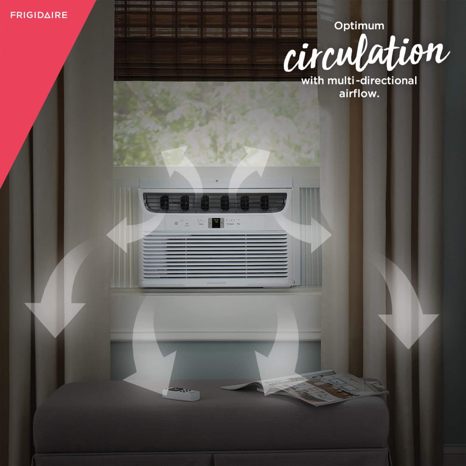Frigidaire - 115V 10,000 BTU 450 Sq. Ft. Smart Window Air Conditioner with Remote - White