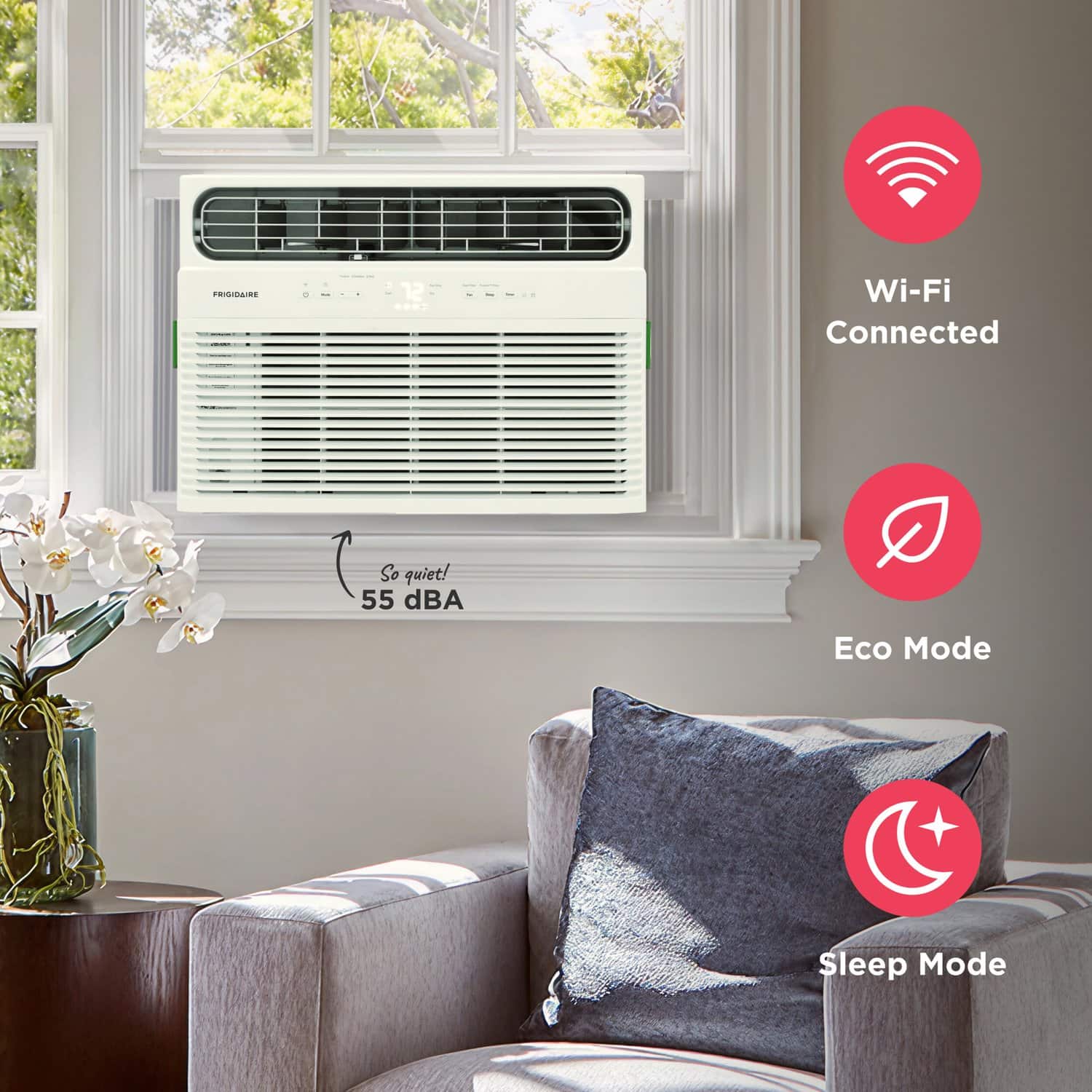 Frigidaire - 12,000 BTU 550 Sq. Ft. Smart Window Air Conditioner with Remote - White