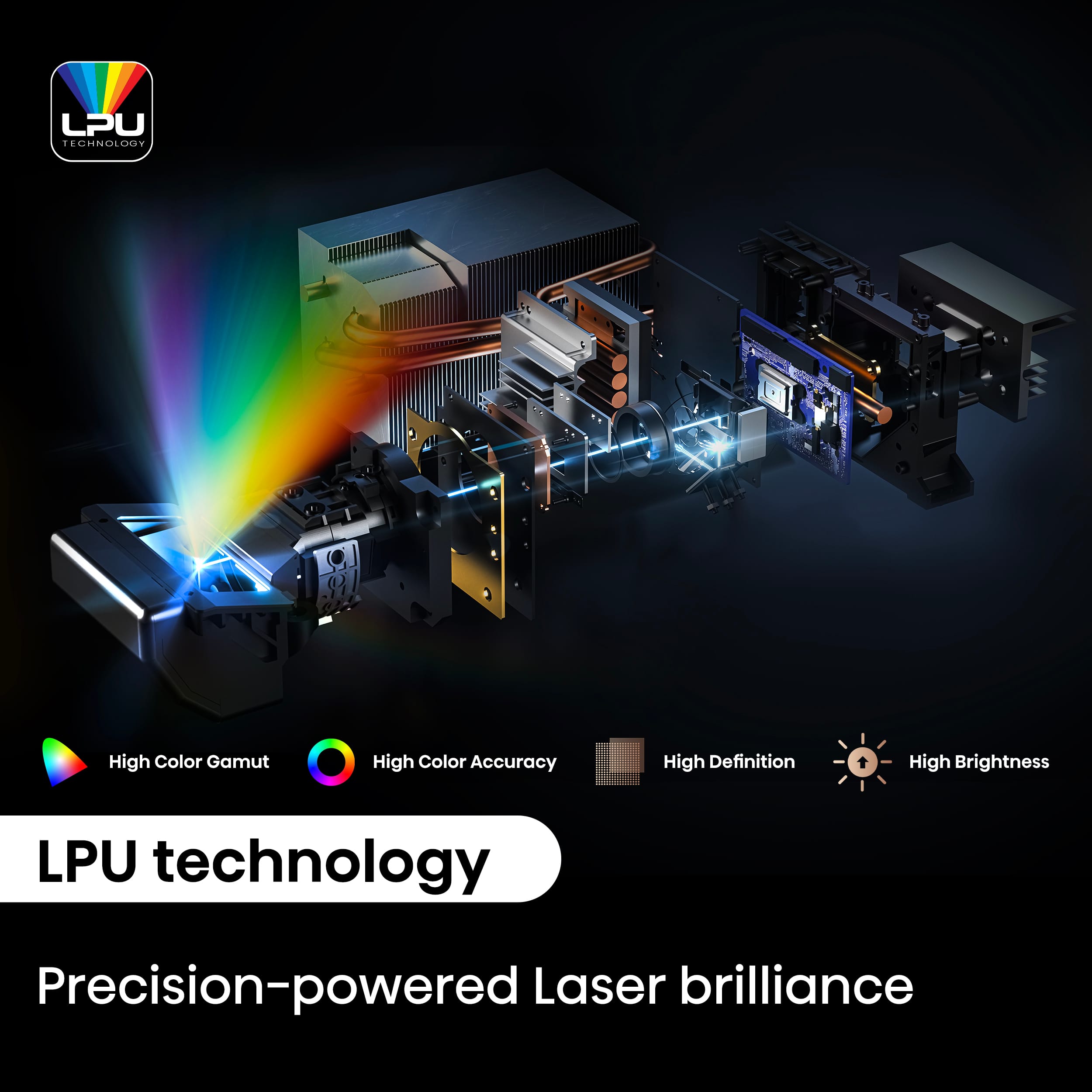 Hisense - L9Q Triple Laser Smart UST Projector, 5000 Lumens, 80"-200", 4K UHD, DLP, IMAX Enhanced, Pantone Validated, HDR - Walnut