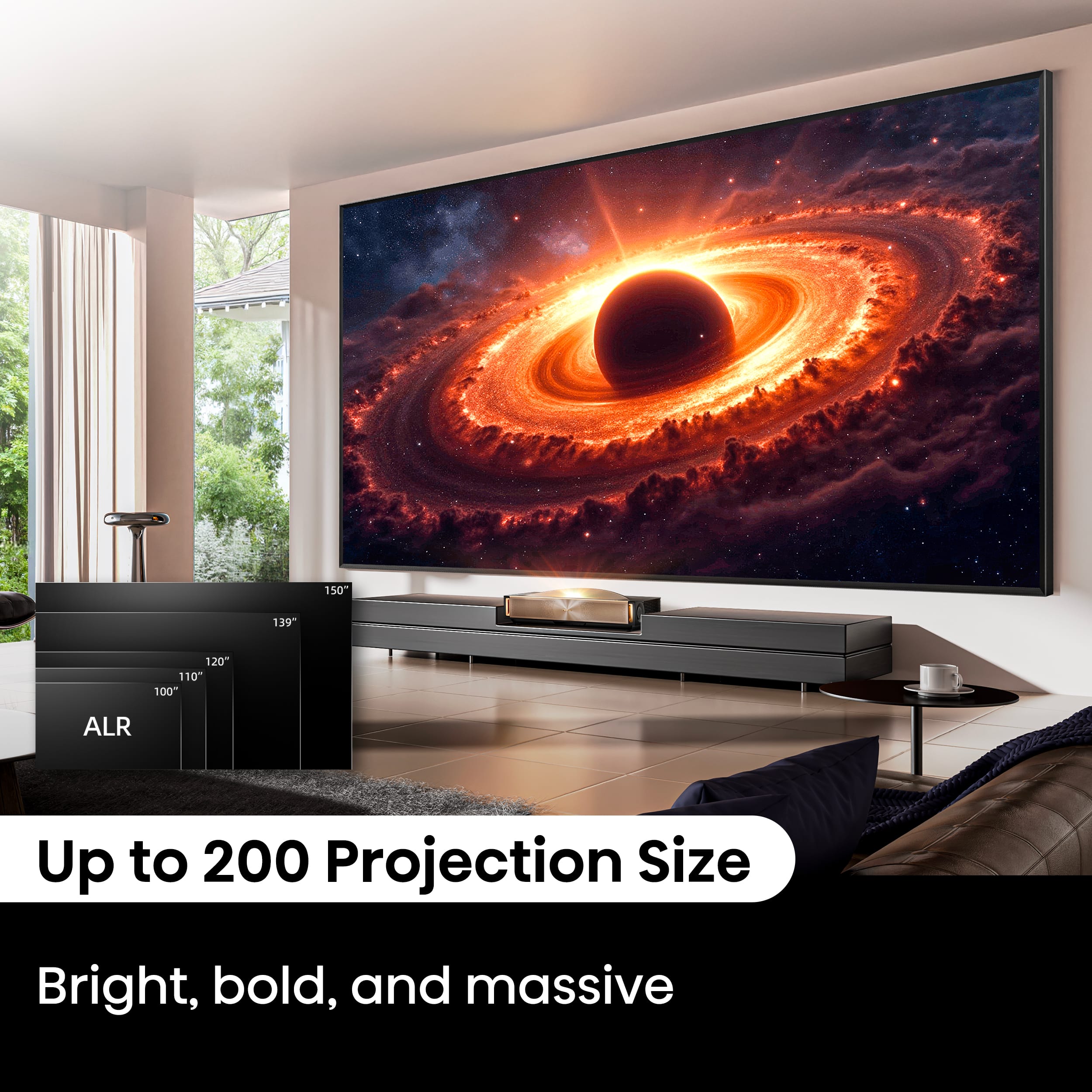 Hisense - L9Q Triple Laser Smart UST Projector, 5000 Lumens, 80"-200", 4K UHD, DLP, IMAX Enhanced, Pantone Validated, HDR - Walnut