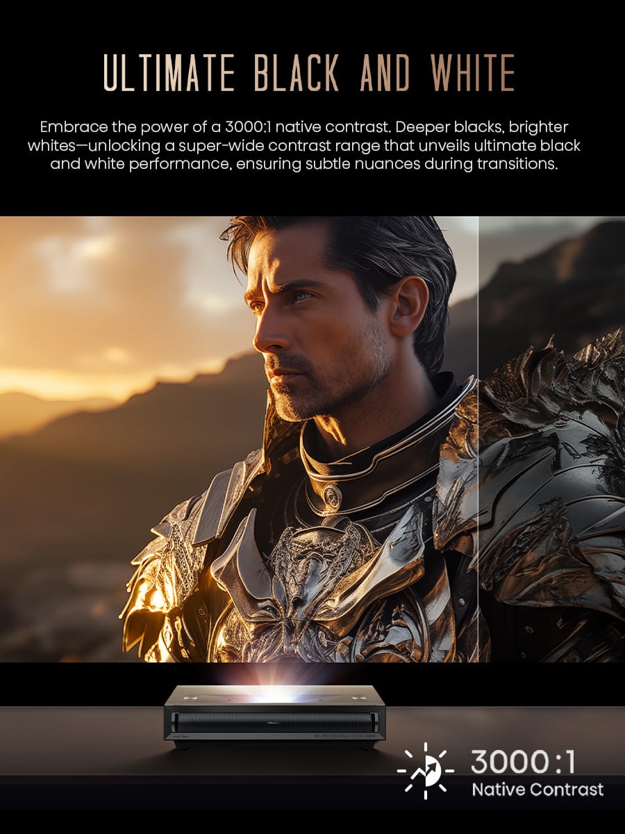 Hisense - PX3-PRO Triple Laser UST Projector, 80"-150", 4K Google TV, IMAX Enhanced, Dolby Vision, 3000 Lumens, Designed for Xbox - Black