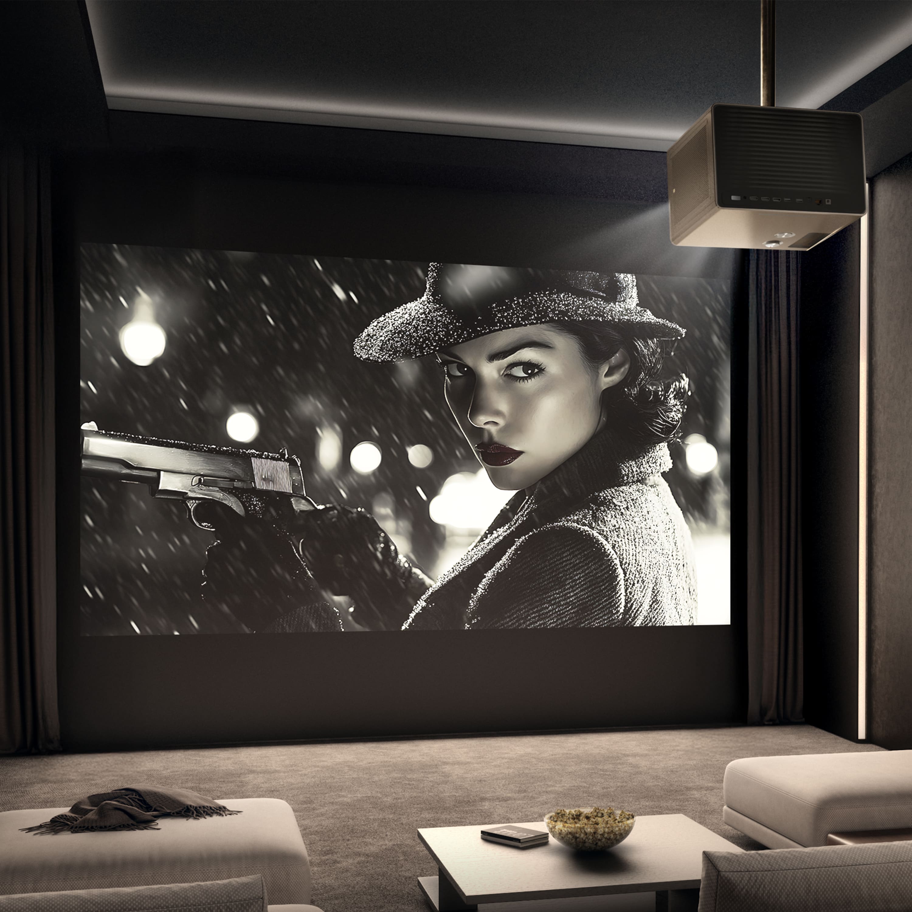 Hisense - XR10 Triple Laser 4K DLP Projector, 6000 ANSI Lumens, 6000:1 Contrast Ratio, IRIS Lens, 118% BT.2020 - Black - Dark brown