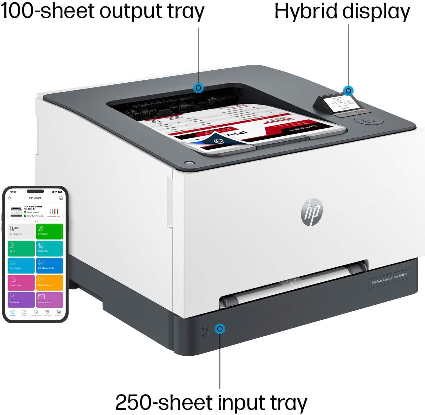 HP - LaserJet Pro 3201dw Wireless Color Laser Printer - White & Slate