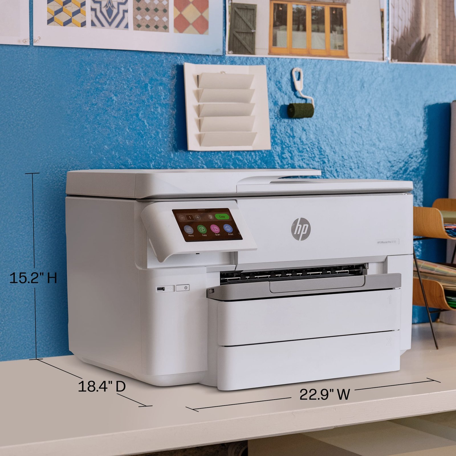 HP - OfficeJet Pro 9730 Wireless Wide Format All-in-One Inkjet Printer, Scanner, Copier, AI-Enabled with 3 Mos of Instant Ink - White
