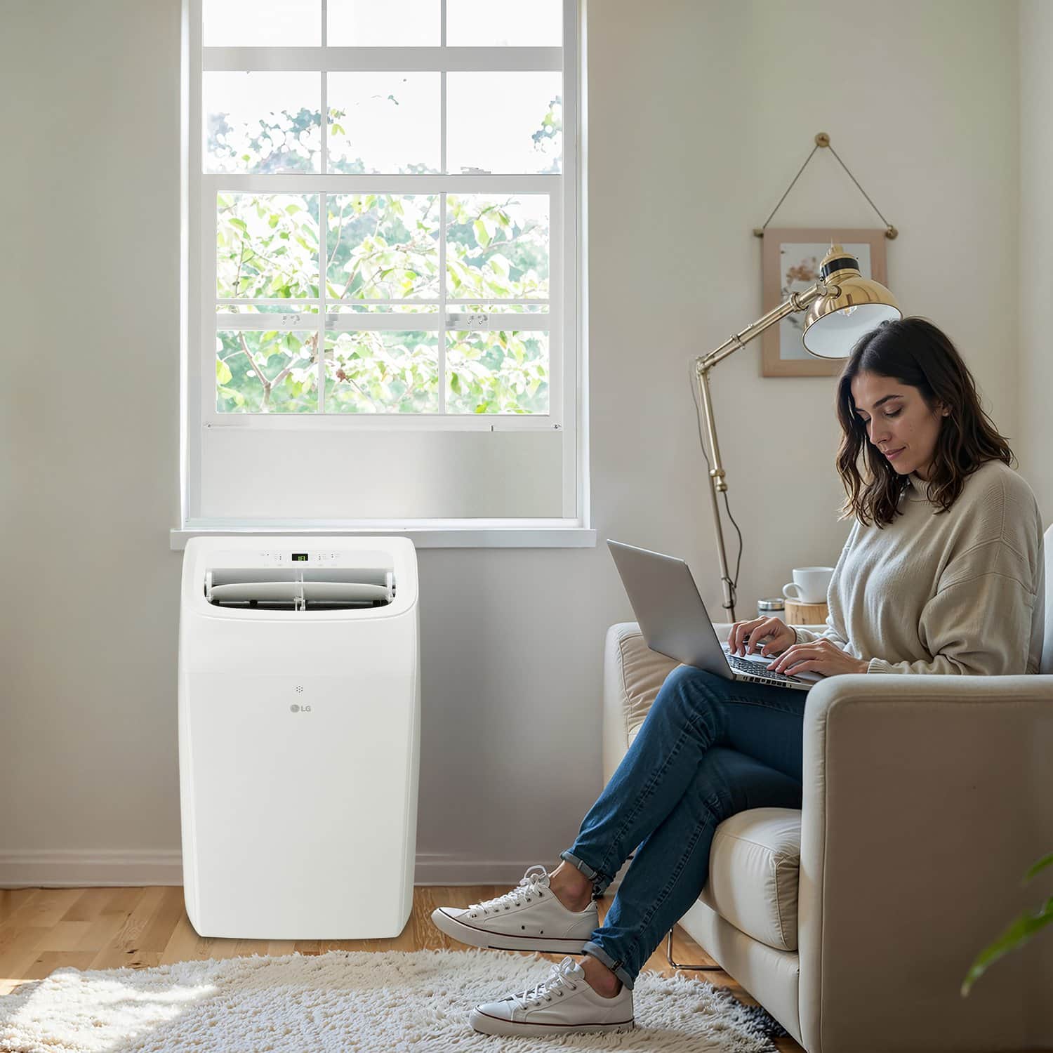 LG - 350 Sq. Ft. 8,350 BTU DOE (12,000 BTU ASHRAE) Smart Portable Air Conditioner - White