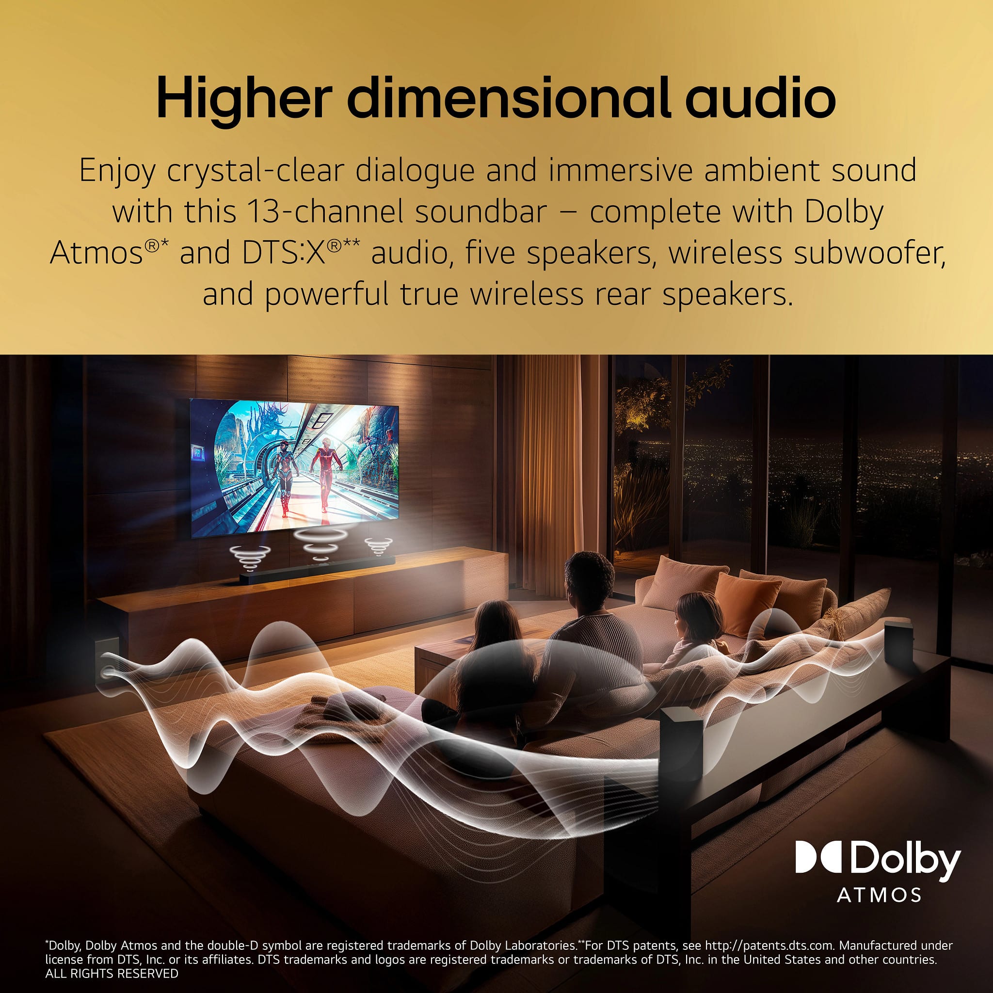 LG - 7.1.3-Channel S90TR Home Theater Soundbar with Wireless Subwoofer and Rear Speakers, Dolby Atmos, WOW Orchestra - Black