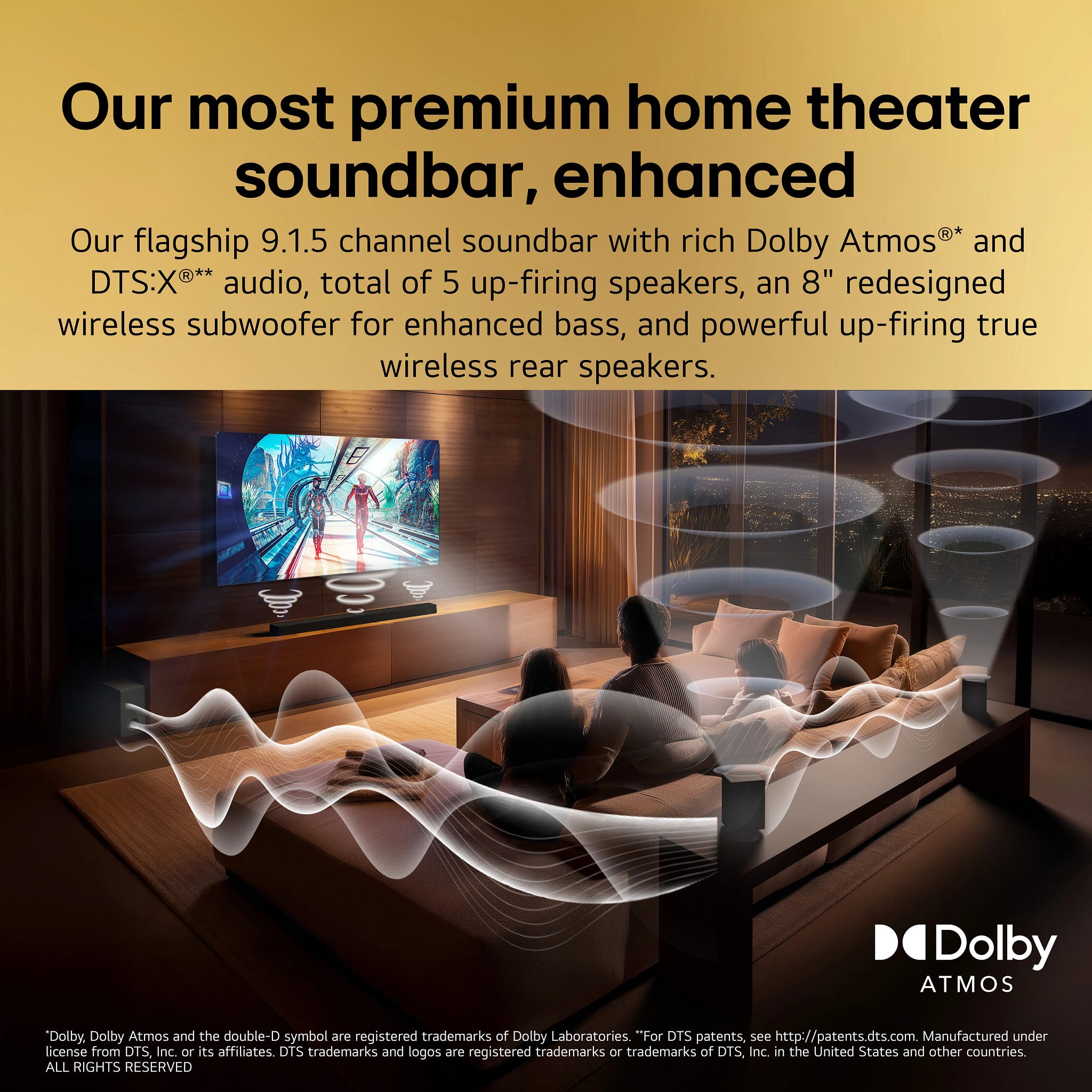 LG - 9.1.5-Channel S95AR Home Theater Soundbar with Wireless Subwoofer and Rear Speakers, Dolby Atmos, WOW Orchestra - Black
