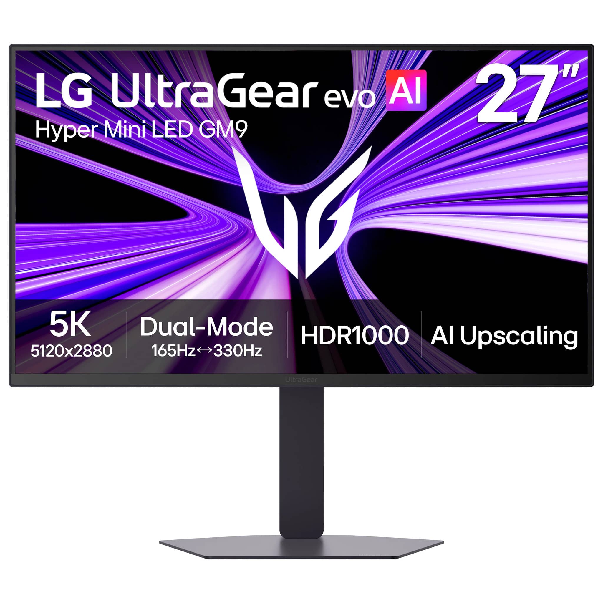 LG - UltraGear evo AI GM9 27" 5K Hyper Mini LED 165Hz 1ms G-SYNC FreeSync Premium Gaming Monitor with DisplayHDR1000 - Black