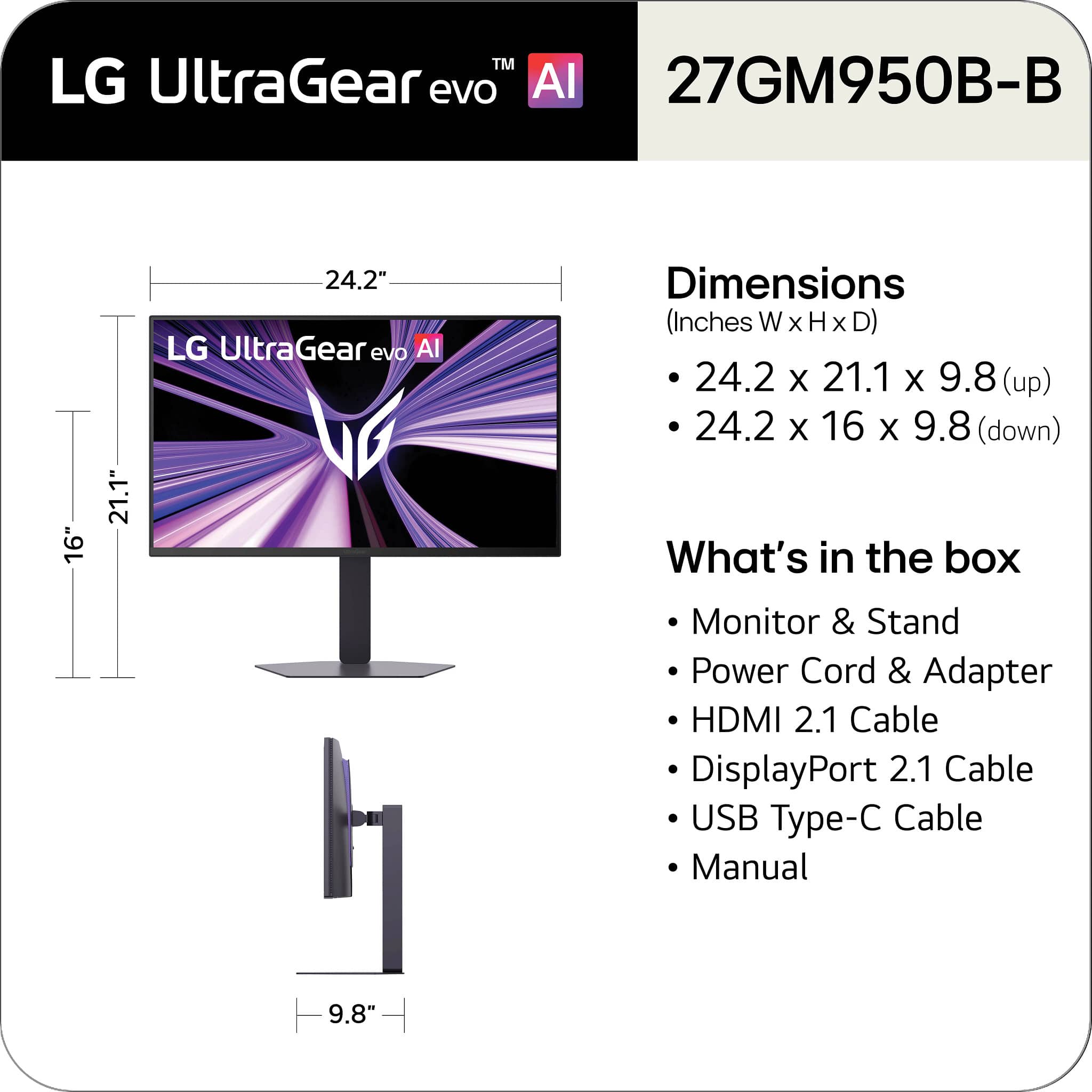 LG - UltraGear evo AI GM9 27" 5K Hyper Mini LED 165Hz 1ms G-SYNC FreeSync Premium Gaming Monitor with DisplayHDR1000 - Black