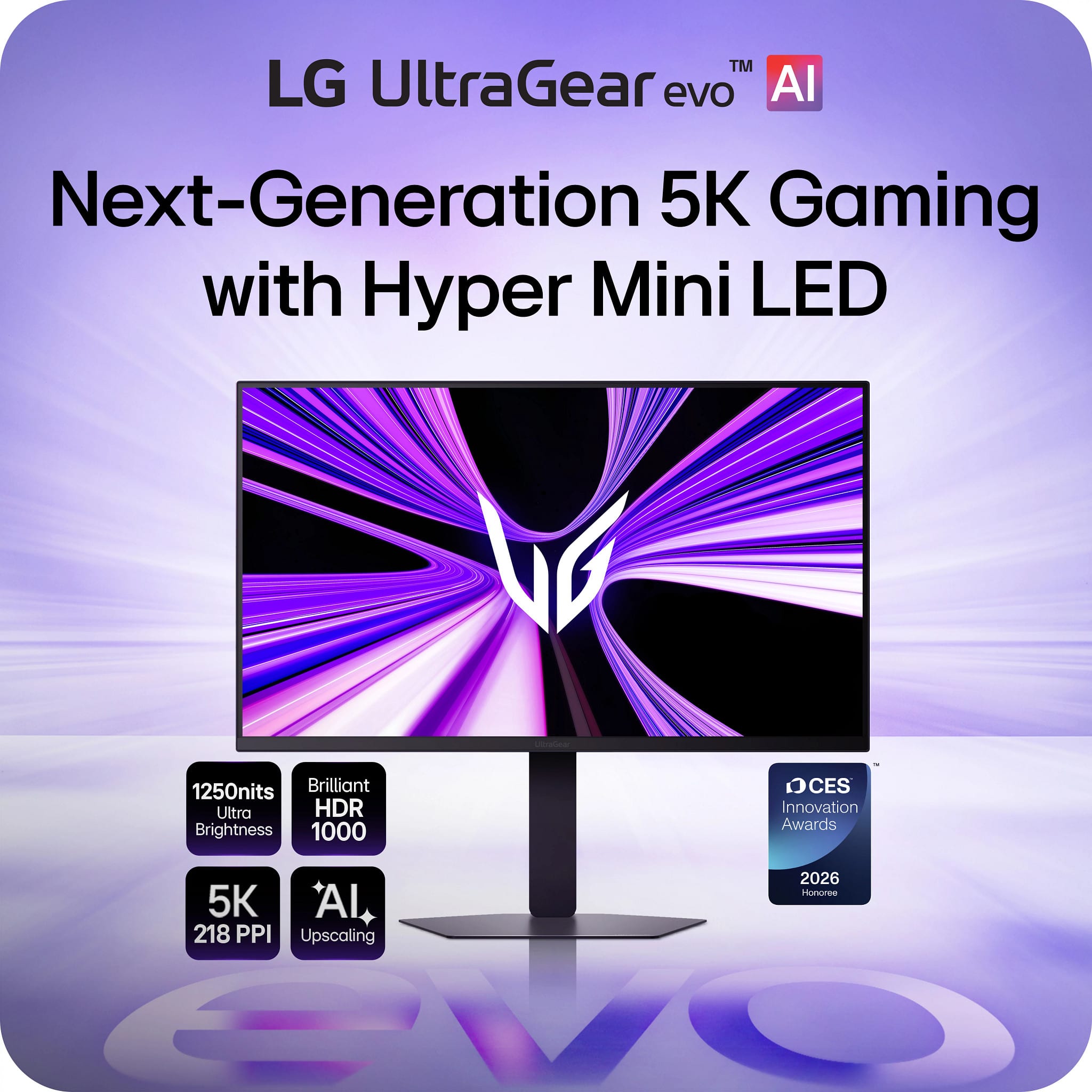 LG - UltraGear evo AI GM9 27" 5K Hyper Mini LED 165Hz 1ms G-SYNC FreeSync Premium Gaming Monitor with DisplayHDR1000 - Black