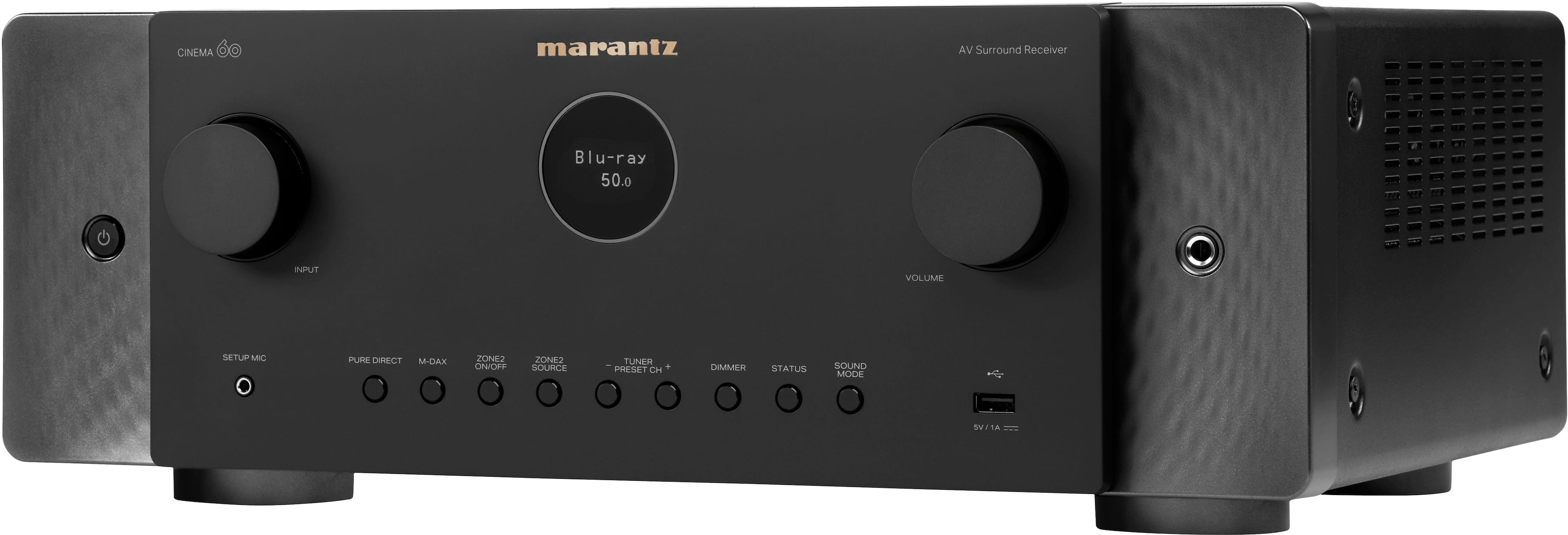 Marantz - Cinema 60 100W 7.2-Ch Bluetooth Capable with HEOS 8K Ultra HD HDR Compatible A/V Home Theater Receiver with Alexa - Black