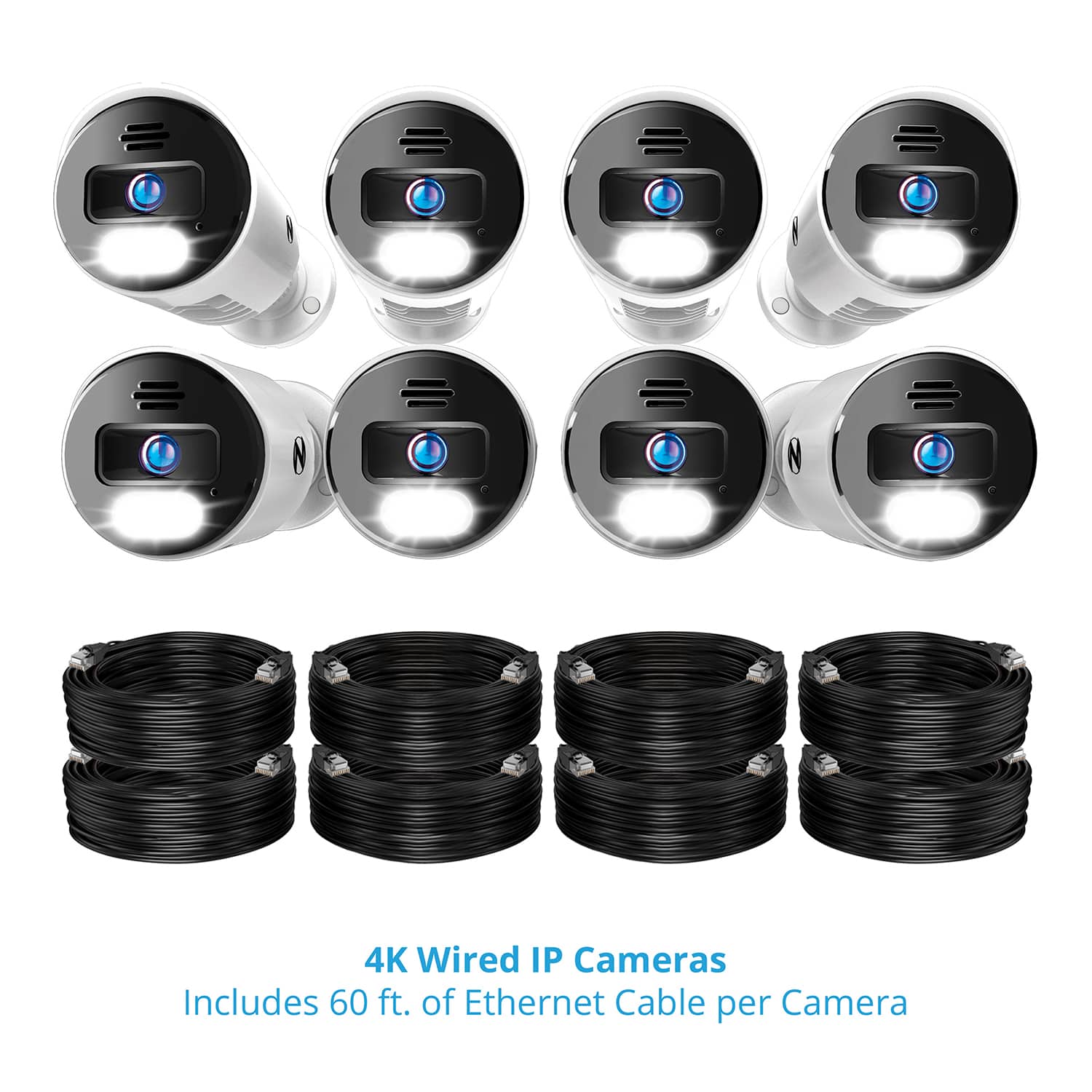 Night Owl - 12-Channel, 8-Camera Indoor/Outdoor Wired IP 4K 2TB NVR Security System - Black and White - Black/White