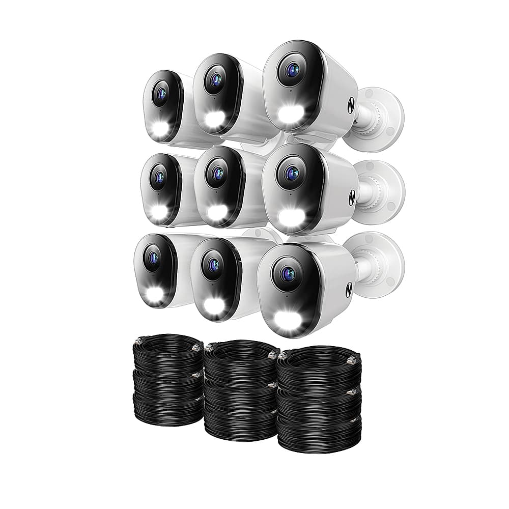 Night Owl - 24 Channel 9 Camera Indoor/Outdoor Wired IP 4K 4TB NVR Security System with 2-way Audio - Black/White