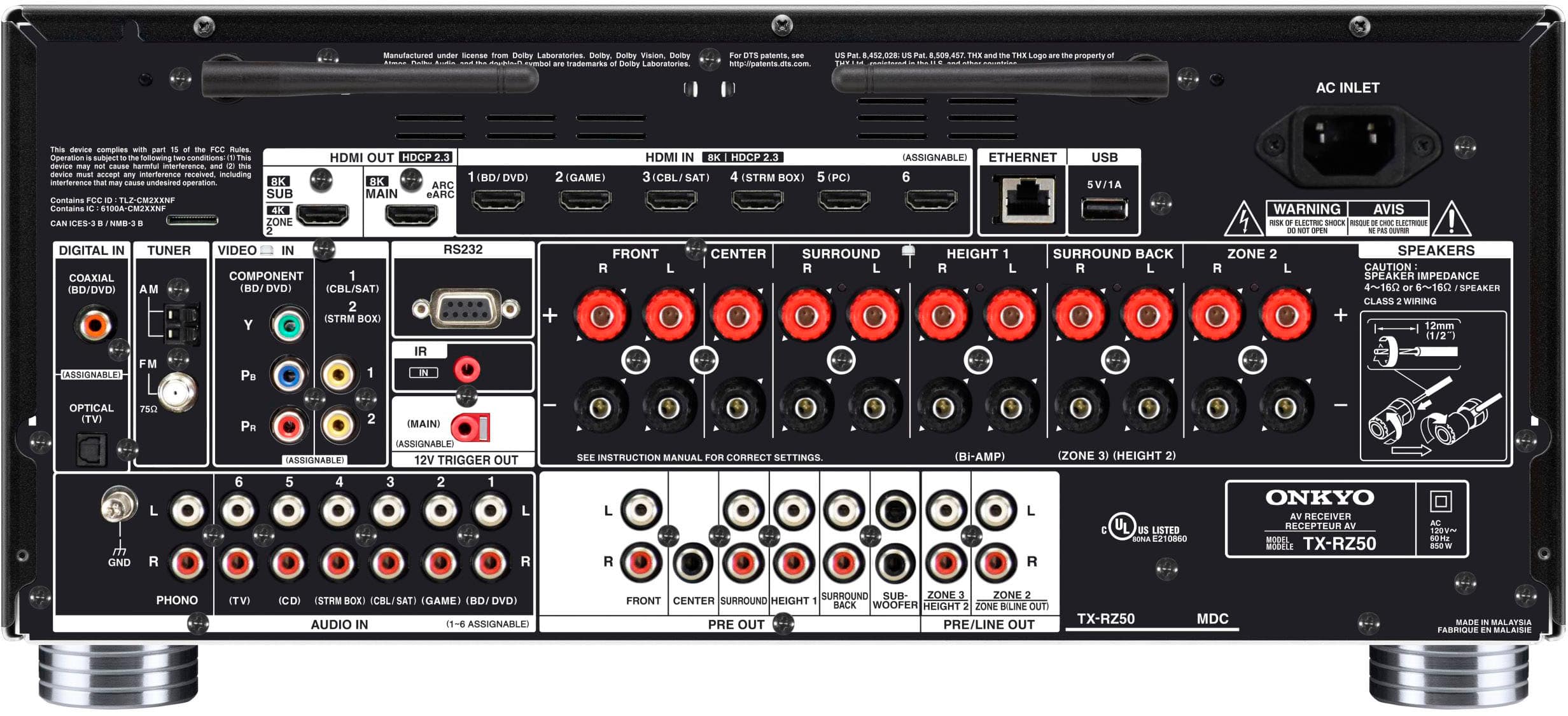 Onkyo - TX-RZ50 9.2 Channel Network A/V Receiver - Black