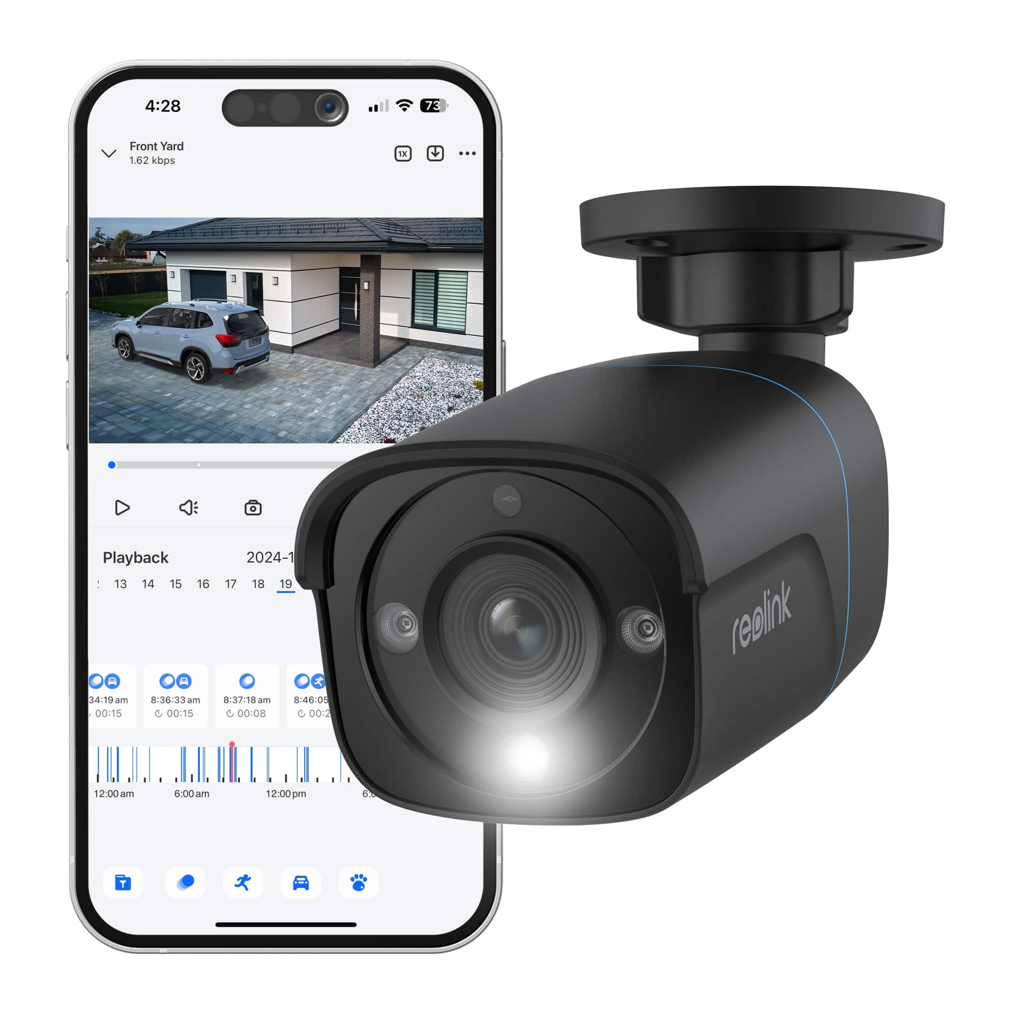 Reolink - Advantage 8-Channel, 4 - Bullet Camera Indoor/Outdoor 4K 8MP PoE 2TB NVR Security Surveillance System - Black