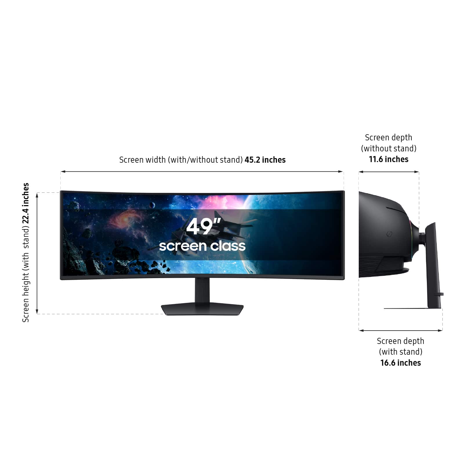 Samsung - 49" Odyssey 1000R Curved Dual QHD 240Hz 1ms FreeSync Gaming Monitor with HDR1000 (HDMI x2, DP, USB) - Black