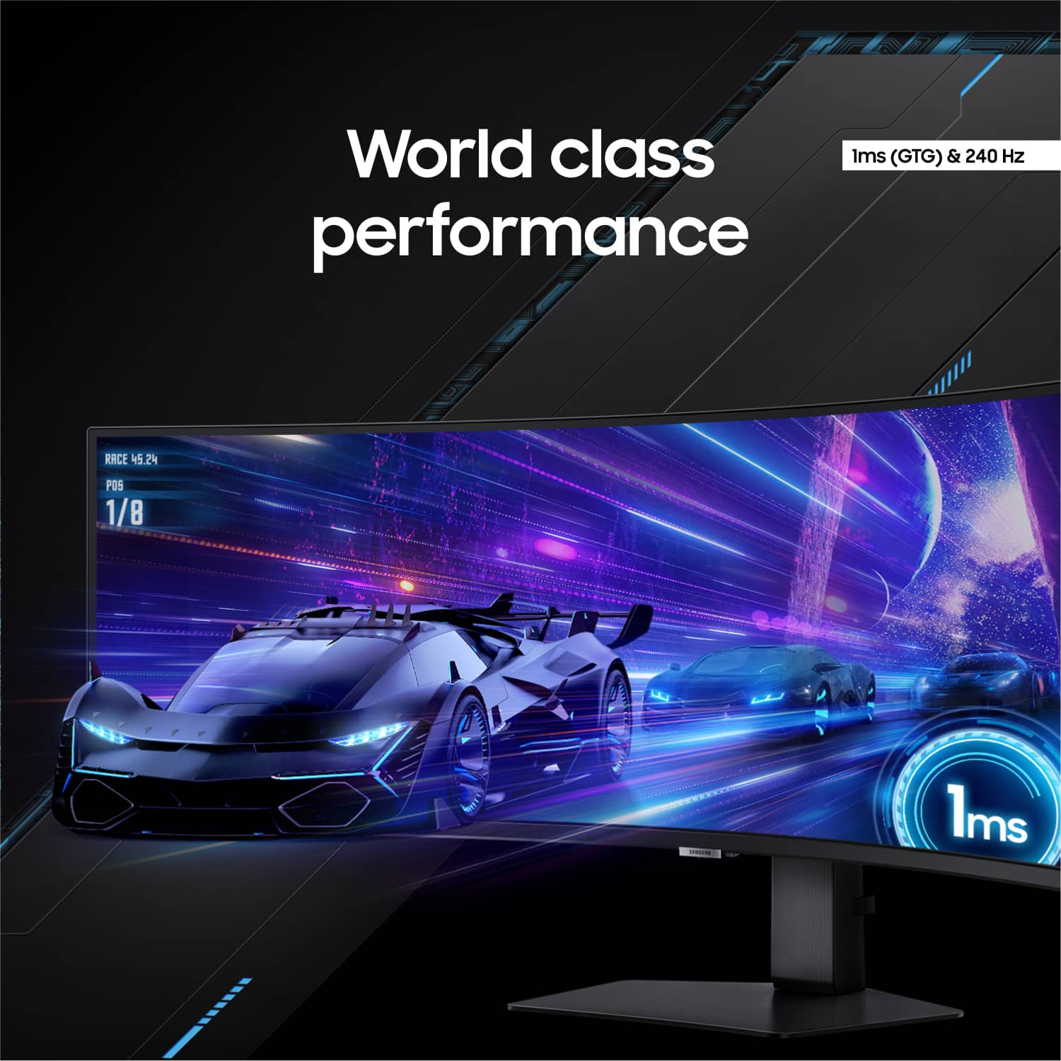 Samsung - 49" Odyssey 1000R Curved Dual QHD 240Hz 1ms FreeSync Gaming Monitor with HDR1000 (HDMI x2, DP, USB) - Black