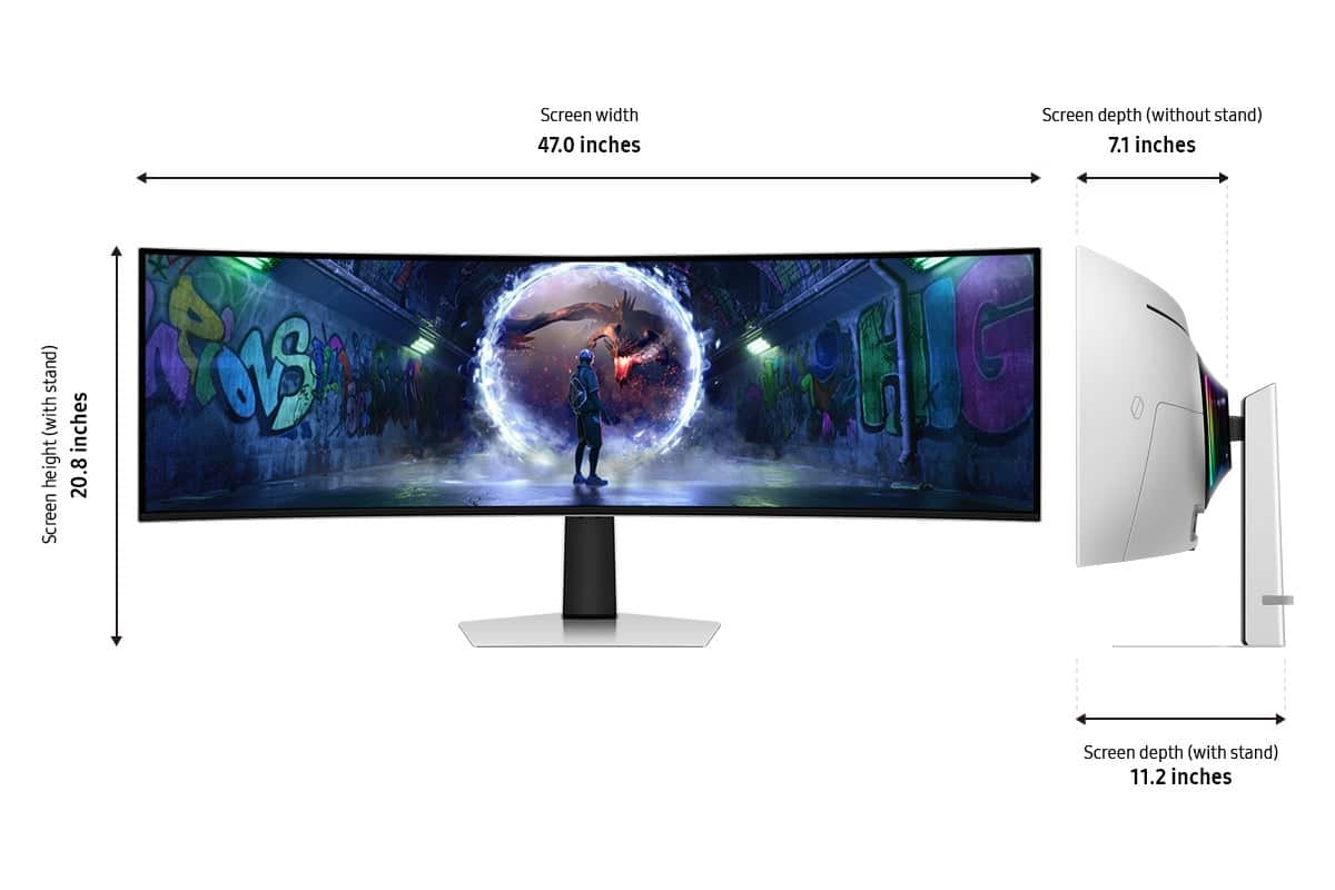 Samsung - 49" Odyssey OLED G9 (G93SD) Dual-QHD 240Hz 0.03ms G-Sync Compatible Curved Glare Free Gaming Monitor - Silver
