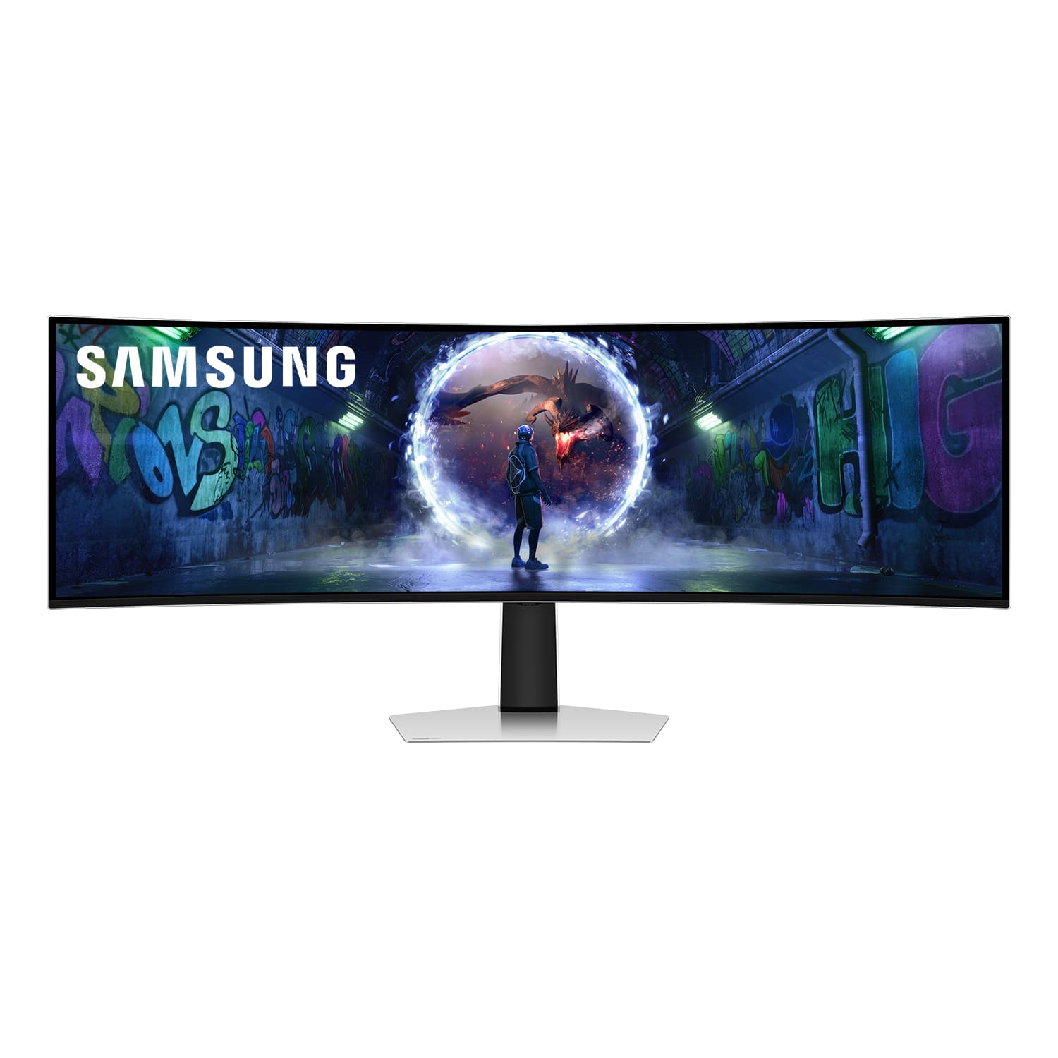 Samsung - 49" Odyssey OLED G9 (G93SD) Dual-QHD 240Hz 0.03ms G-Sync Compatible Curved Glare Free Gaming Monitor - Silver