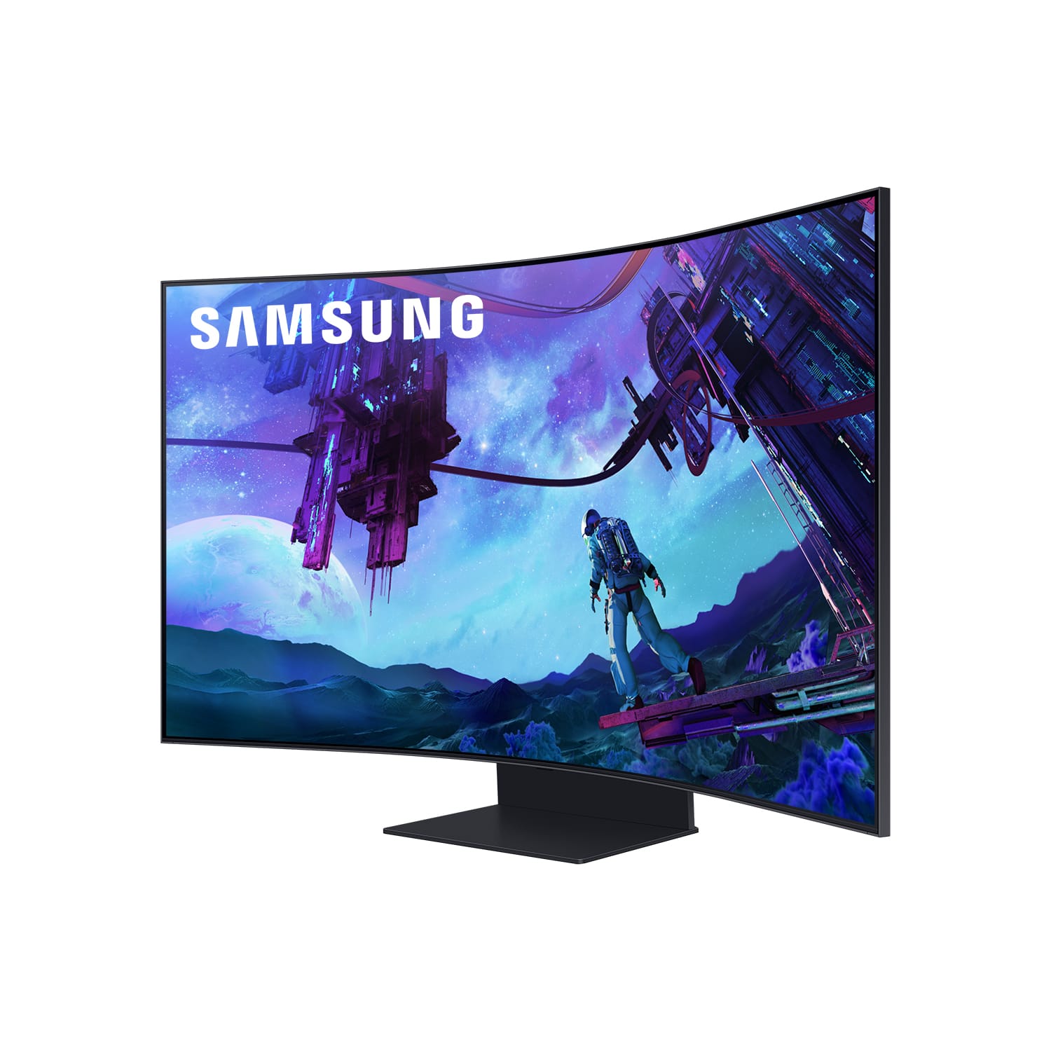 Samsung - 55" Odyssey Ark 2nd Gen. Curved 4K UHD Quantum Mini-LED FreeSync Prem Pro 1ms GTG Gaming Screen - Black