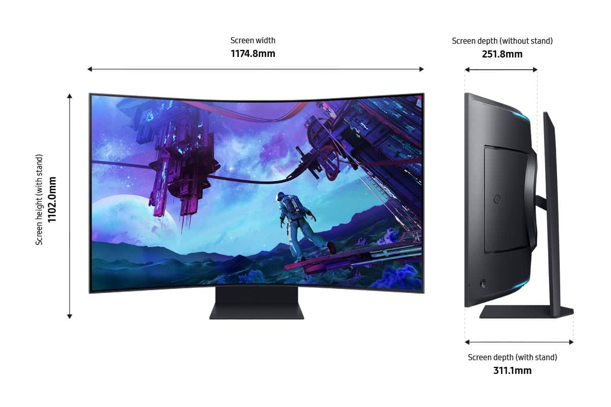 Samsung - 55" Odyssey Ark 2nd Gen. Curved 4K UHD Quantum Mini-LED FreeSync Prem Pro 1ms GTG Gaming Screen - Black