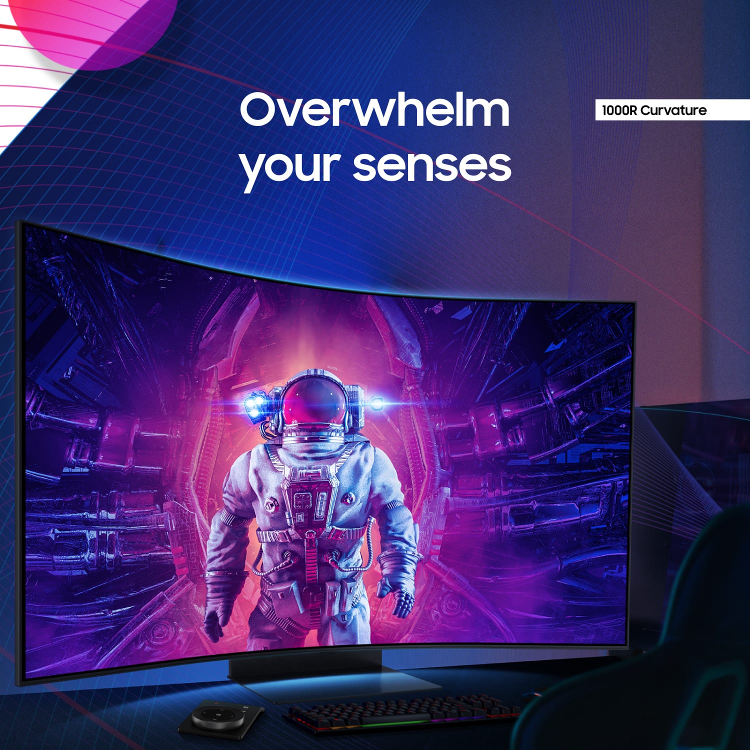 Samsung - 55" Odyssey Ark 2nd Gen. Curved 4K UHD Quantum Mini-LED FreeSync Prem Pro 1ms GTG Gaming Screen - Black