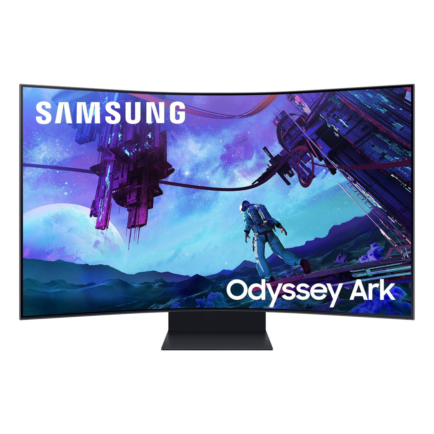 Samsung - 55" Odyssey Ark 2nd Gen. Curved 4K UHD Quantum Mini-LED FreeSync Prem Pro 1ms GTG Gaming Screen - Black