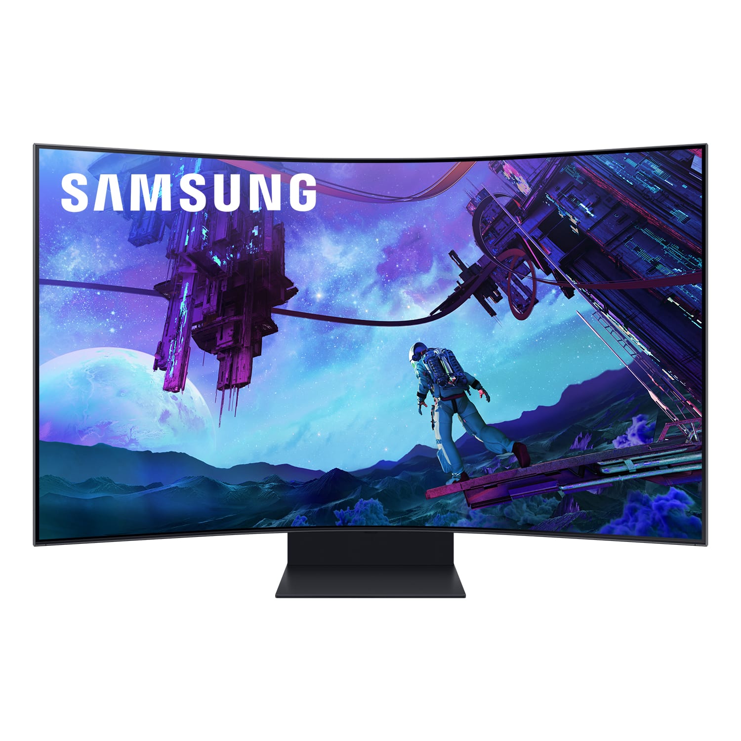 Samsung - 55" Odyssey Ark 2nd Gen. Curved 4K UHD Quantum Mini-LED FreeSync Prem Pro 1ms GTG Gaming Screen - Black