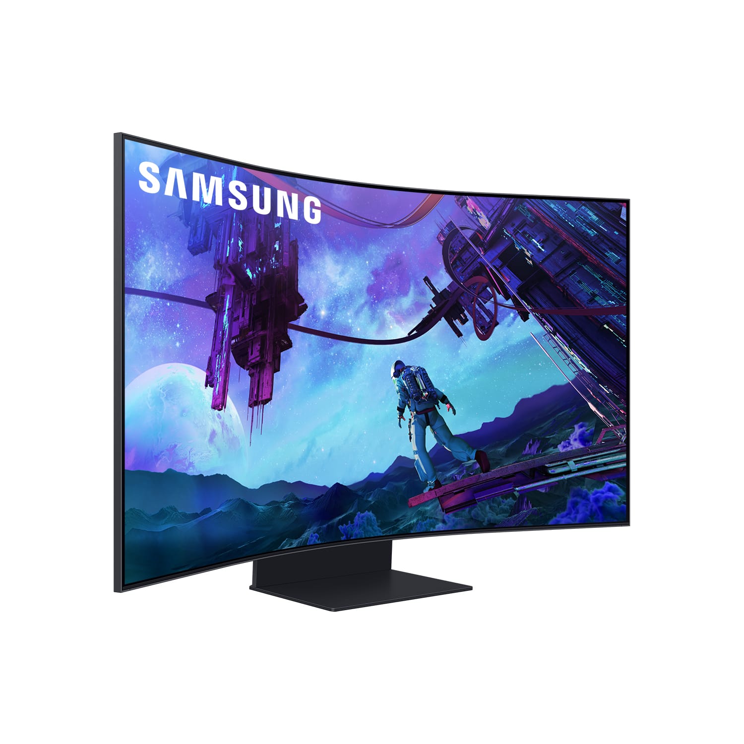 Samsung - 55" Odyssey Ark 2nd Gen. Curved 4K UHD Quantum Mini-LED FreeSync Prem Pro 1ms GTG Gaming Screen - Black