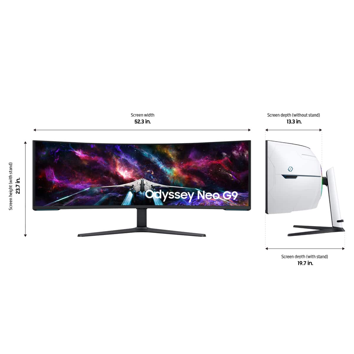 Samsung - 57" Odyssey Neo G9 Dual 4K UHD Quantum Mini-LED 240Hz 1ms HDR 1000 Curved Gaming Monitor (HDMI 2.1, DP 2.1, USB 3.0) - Black