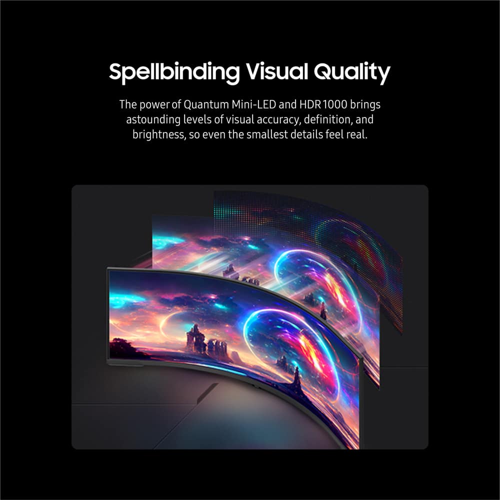 Samsung - 57" Odyssey Neo G9 Dual 4K UHD Quantum Mini-LED 240Hz 1ms HDR 1000 Curved Gaming Monitor (HDMI 2.1, DP 2.1, USB 3.0) - Black