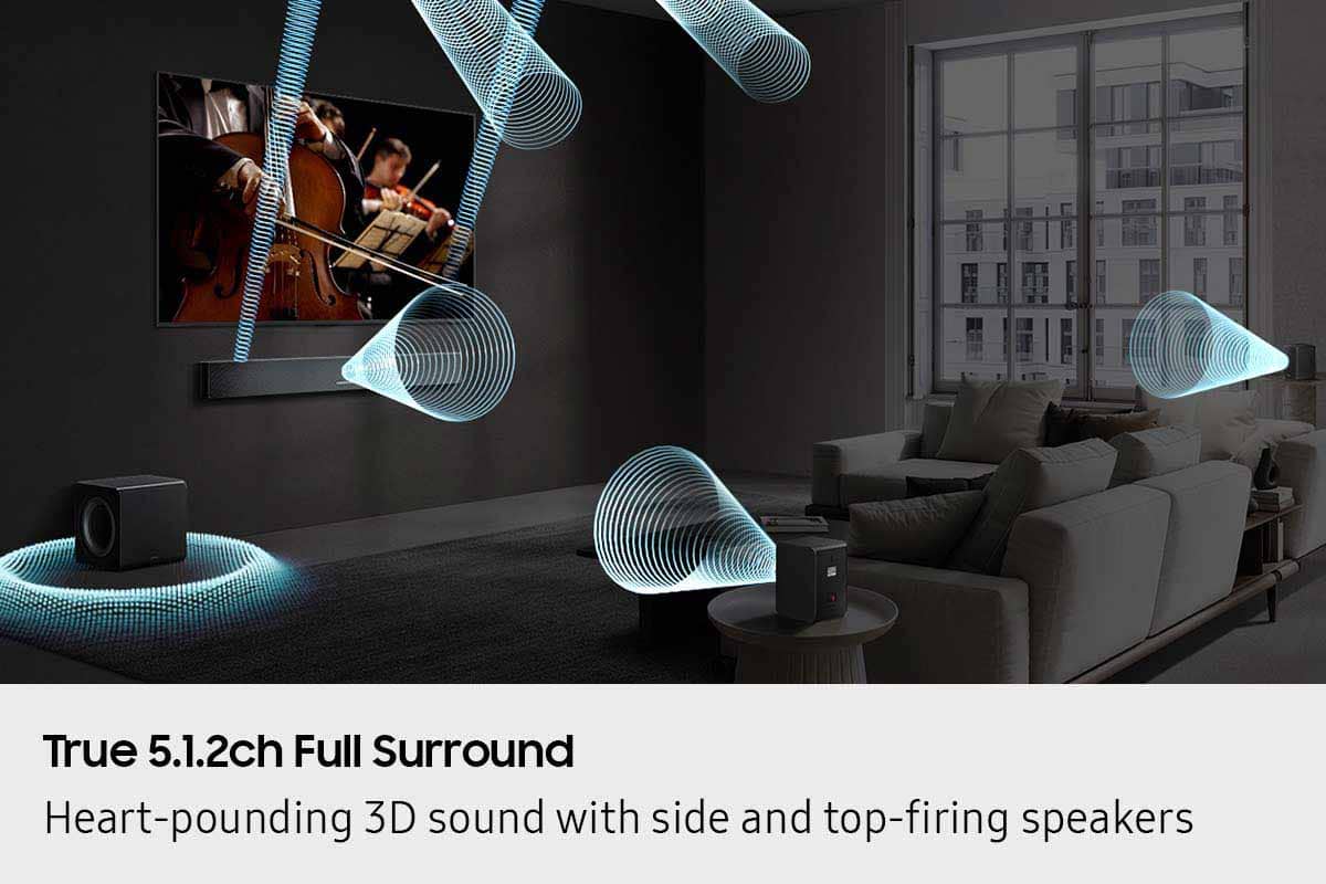Samsung - Q-Series HW-QS750F 5.1.2 Ch Soundbar with Subwoofer and Rear Speakers - Titan Black