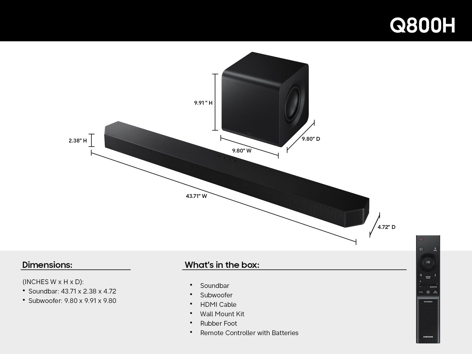 Samsung - Q-Series Soundbar HW-Q800H/ZA 5.1.2 ch with Subwoofer (2026) - Black