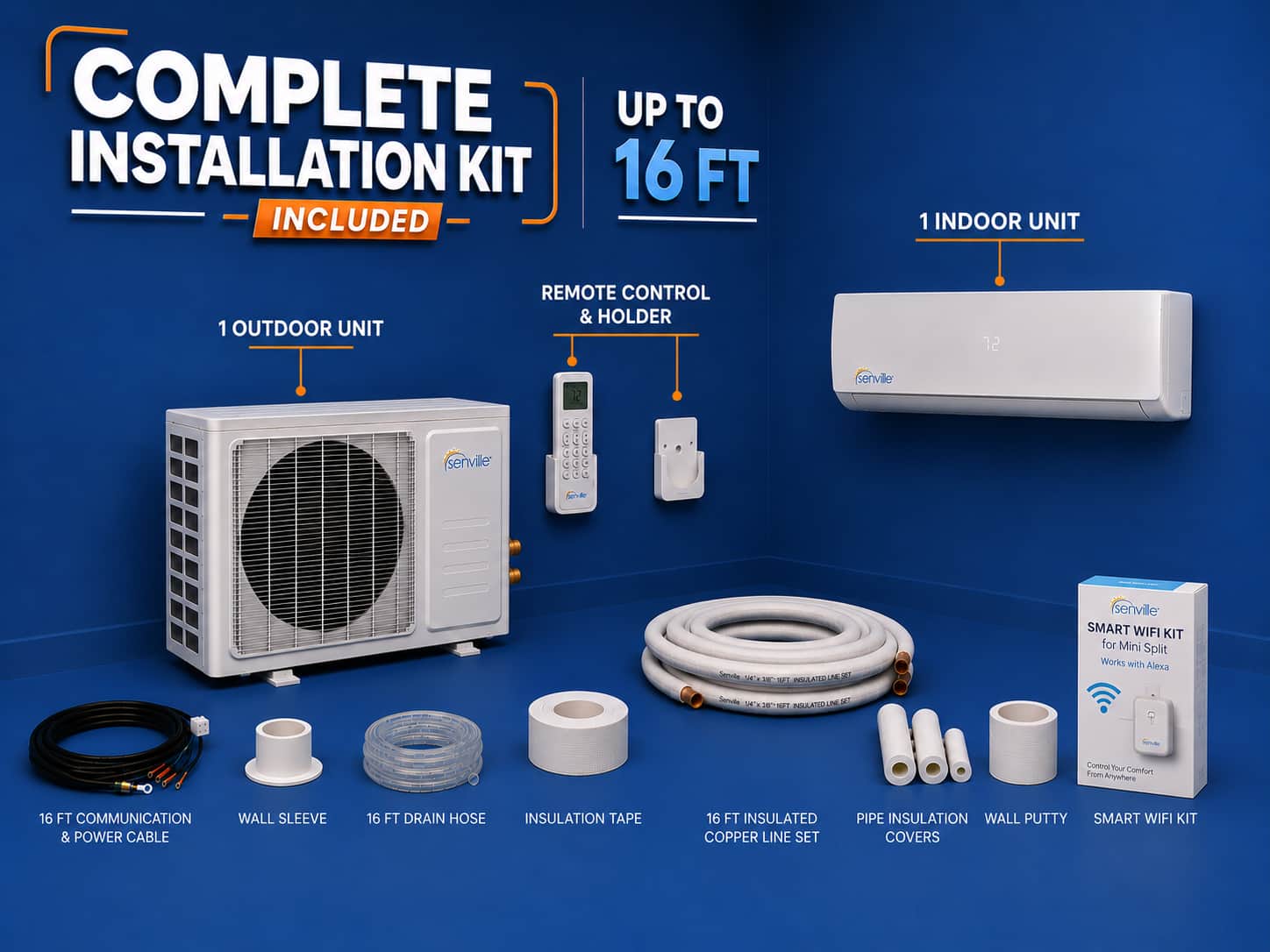 Senville - 12000 BTU Mini Split Air Conditioner - Heat Pump 220V SENL/12CD/220 - White
