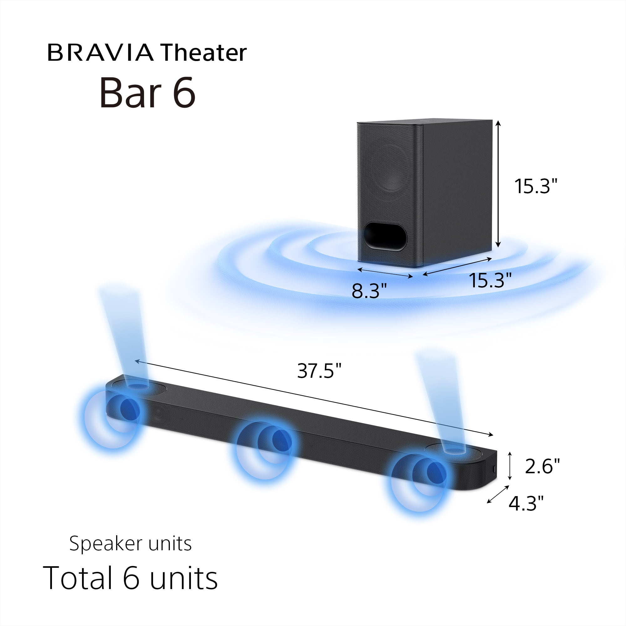 Sony - BRAVIA Theater Bar 6, 3.1.2ch subwoofer, Dolby Atmos/DTS:X compatible - Black