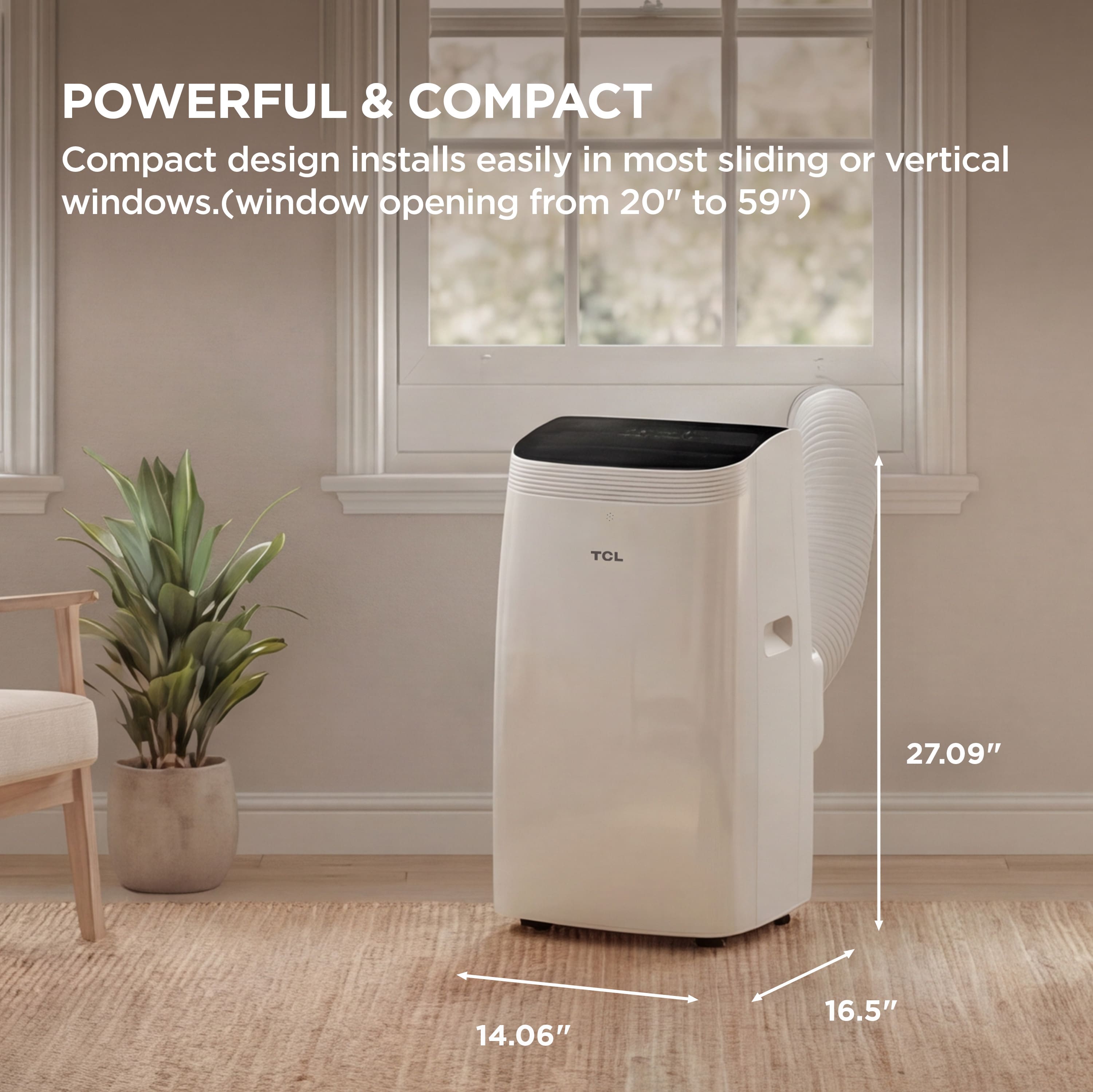 TCL - 450 Sq. Ft. 10,000 BTU Smart Portable Air Conditioner 3-in-1 with AC, Fan & Dehumidifier - White