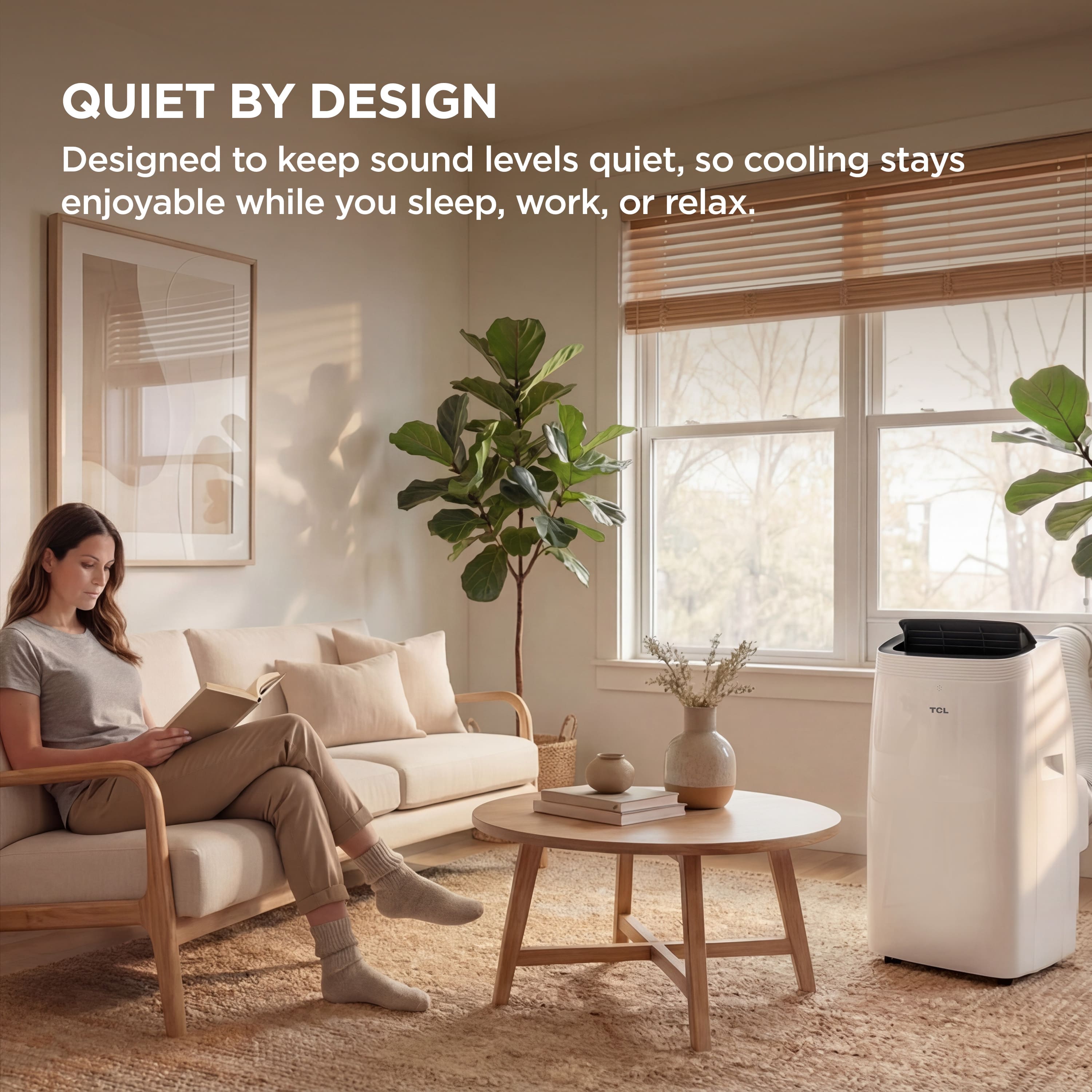 TCL - 450 Sq. Ft. 10,000 BTU Smart Portable Air Conditioner 3-in-1 with AC, Fan & Dehumidifier - White