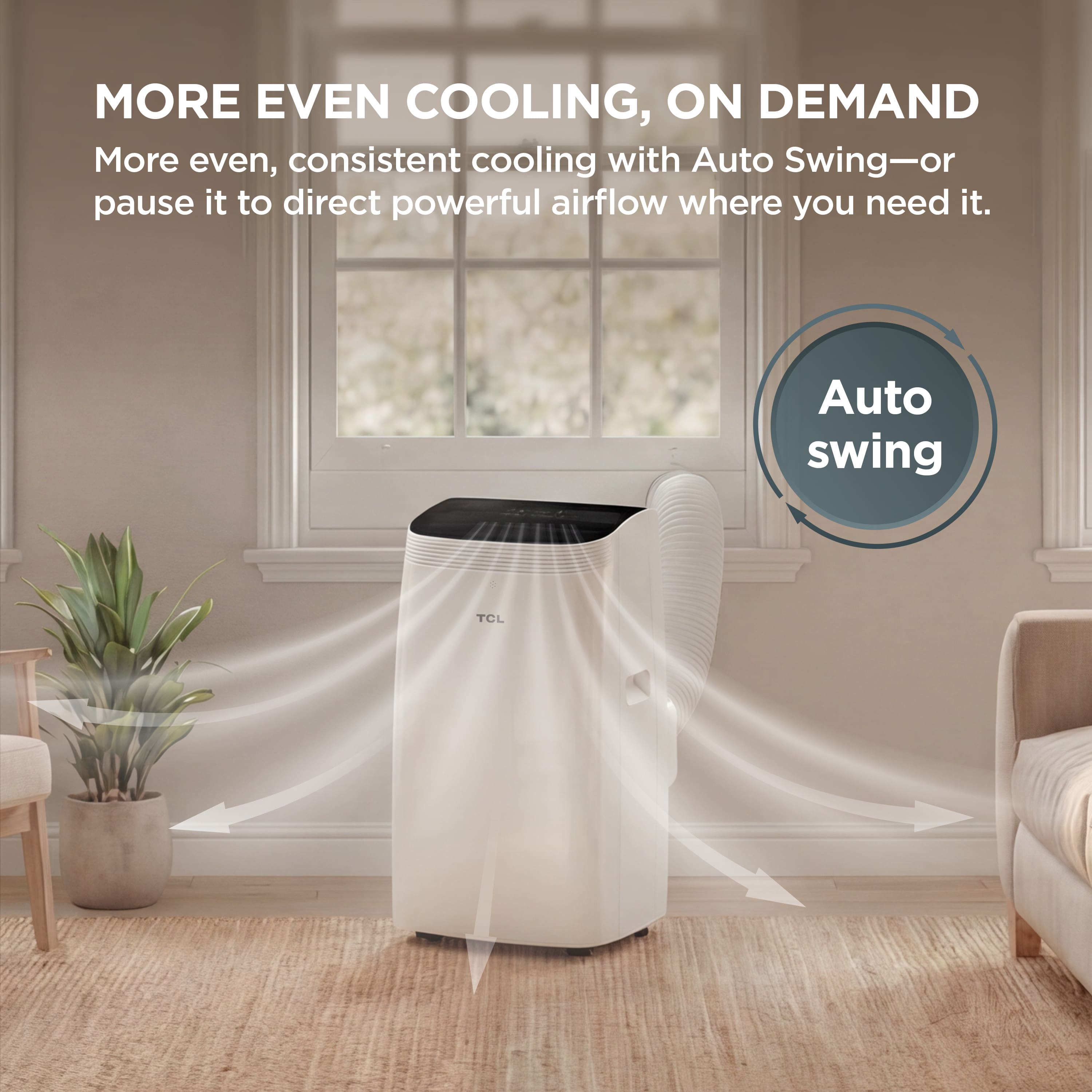 TCL - 450 Sq. Ft. 10,000 BTU Smart Portable Air Conditioner 3-in-1 with AC, Fan & Dehumidifier - White