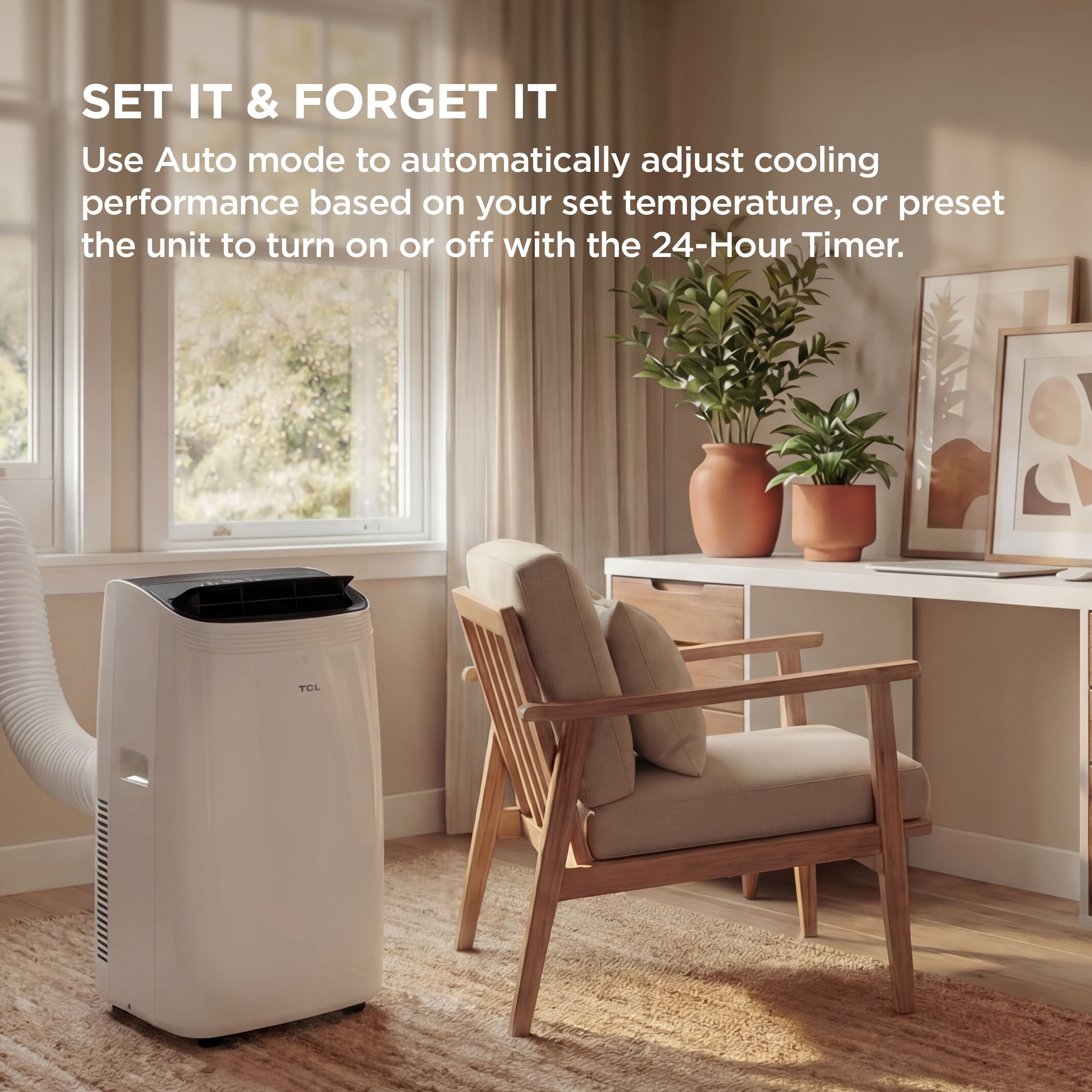 TCL - 450 Sq. Ft. 10,000 BTU Smart Portable Air Conditioner 3-in-1 with AC, Fan & Dehumidifier - White