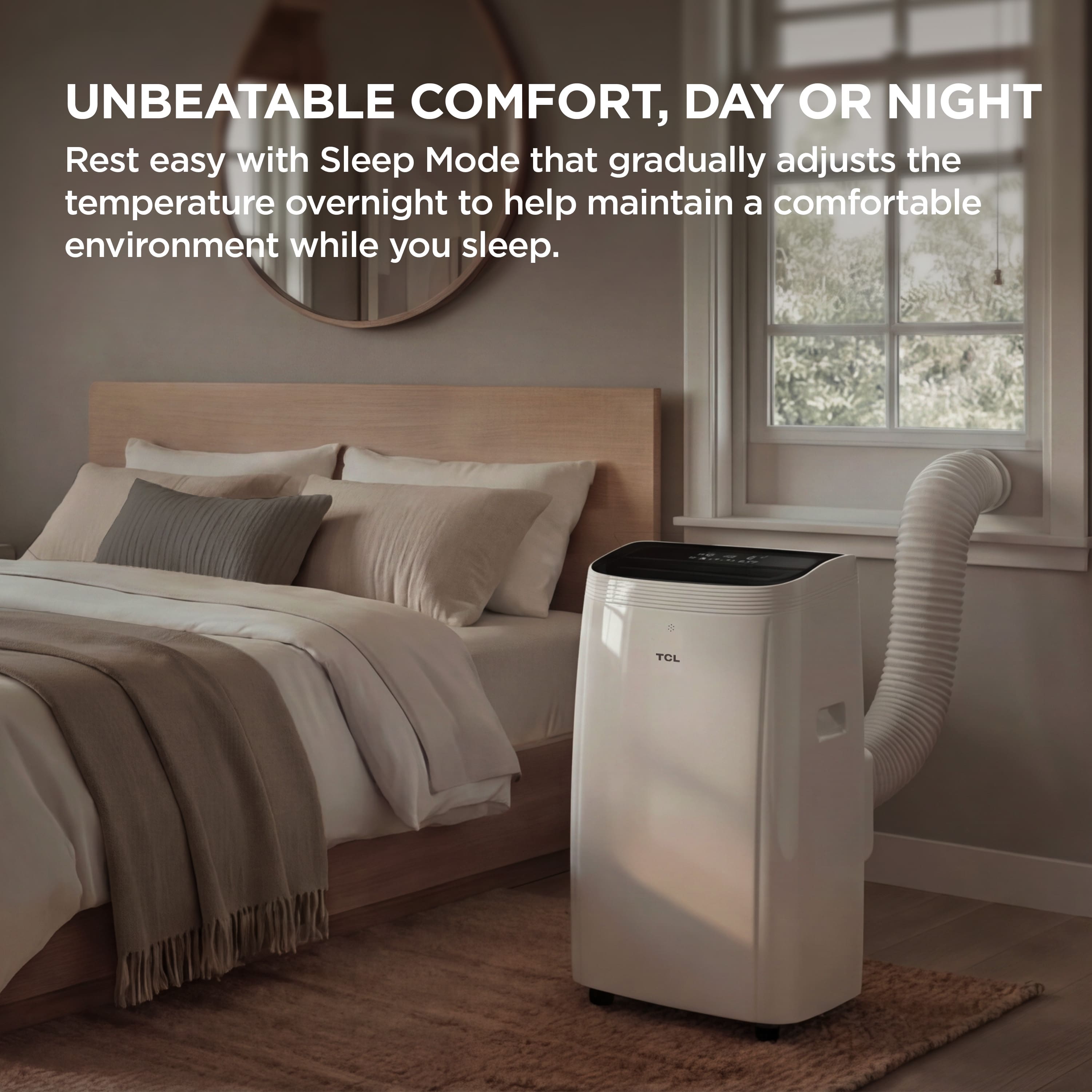 TCL - 450 Sq. Ft. 10,000 BTU Smart Portable Air Conditioner 3-in-1 with AC, Fan & Dehumidifier - White