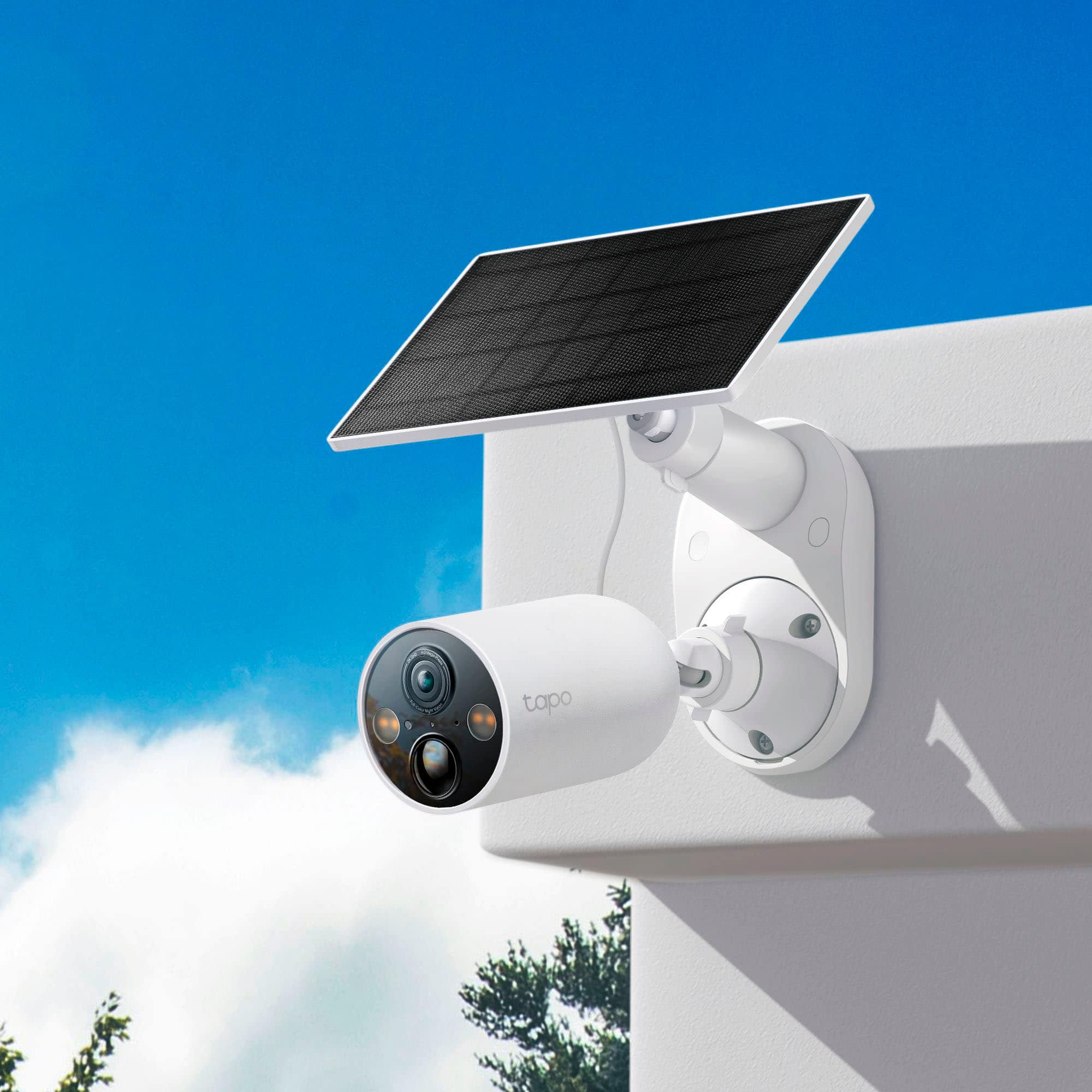 TP-Link - Tapo Outdoor Battery-Powered Wireless 2K Security Camera with Solar Panels (4-Pack) - No Monthly Fees - White