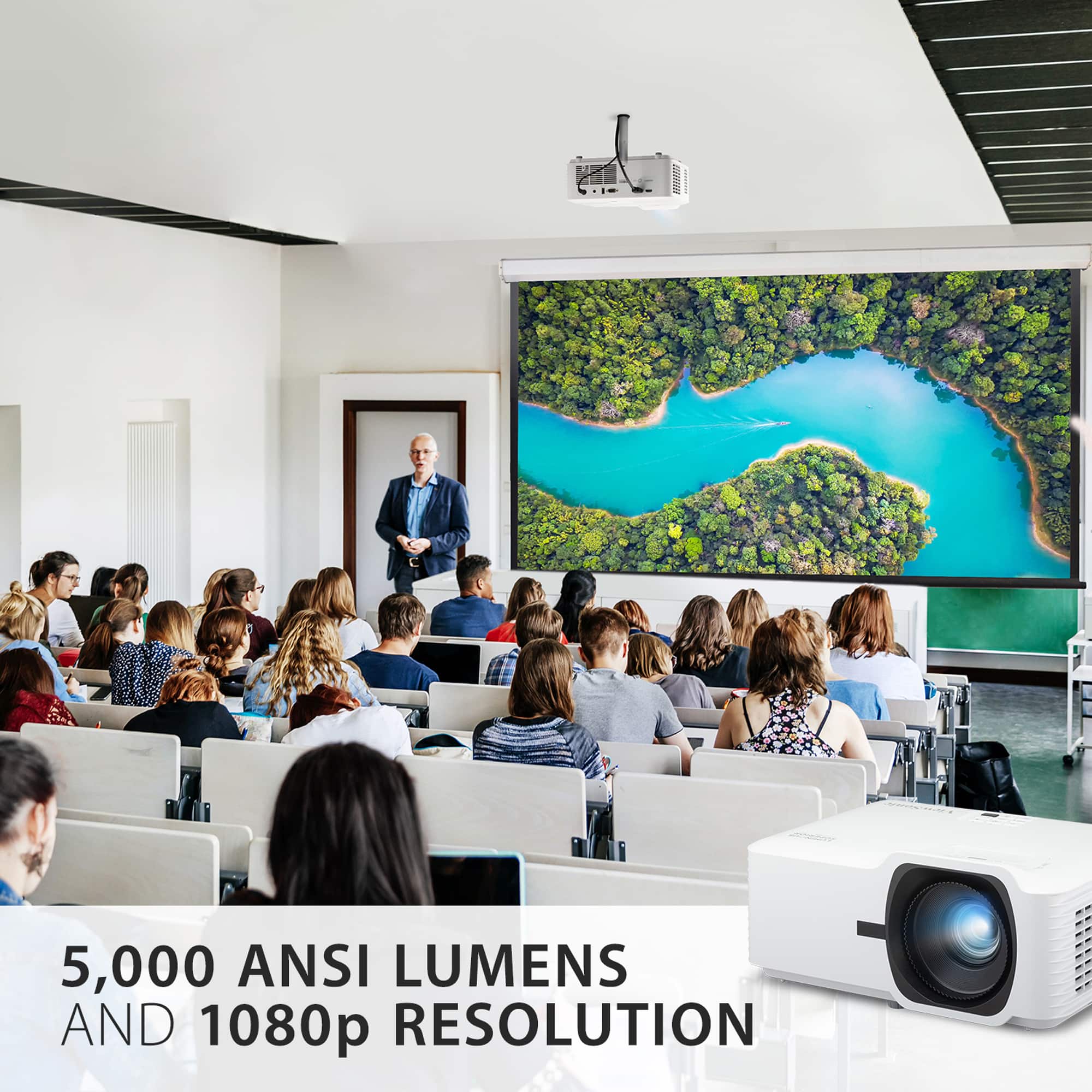 ViewSonic - LS740HD 5,000 ANSI Lumens 1080p Laser Installation Projector - White