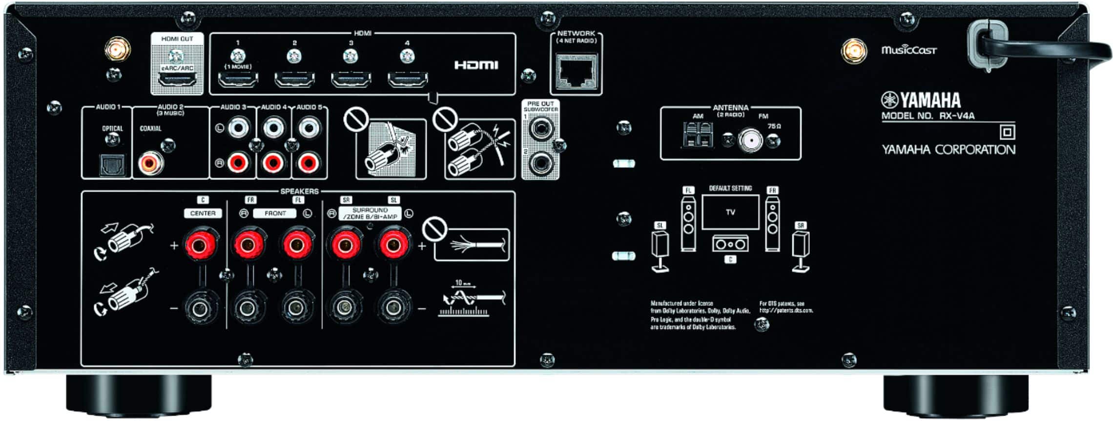 Yamaha - RX-V4A 5.2-channel AV Receiver with 8K HDMI and MusicCast - Black